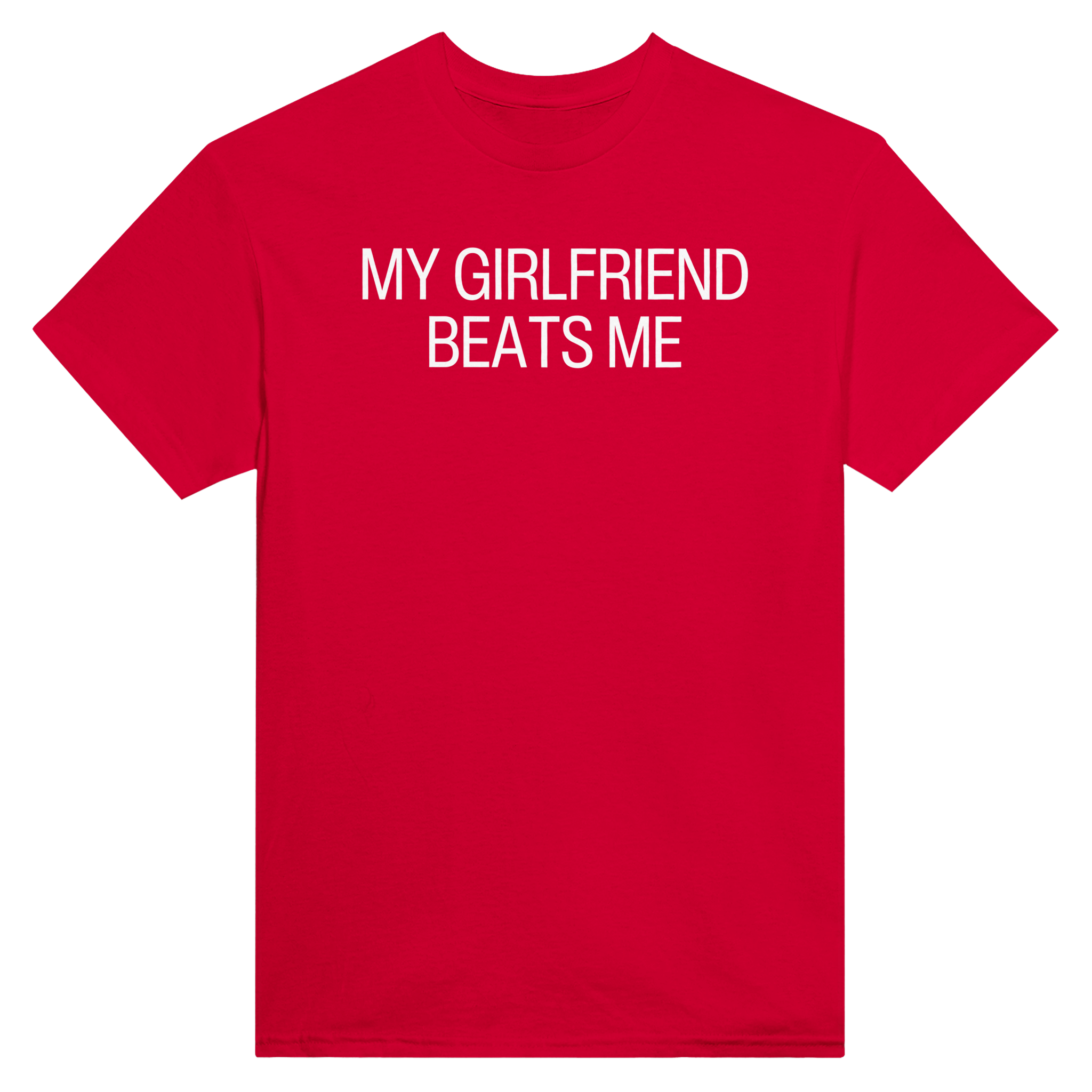 My girlfriend beats me – morsom t-skjorte fra Køddeklær