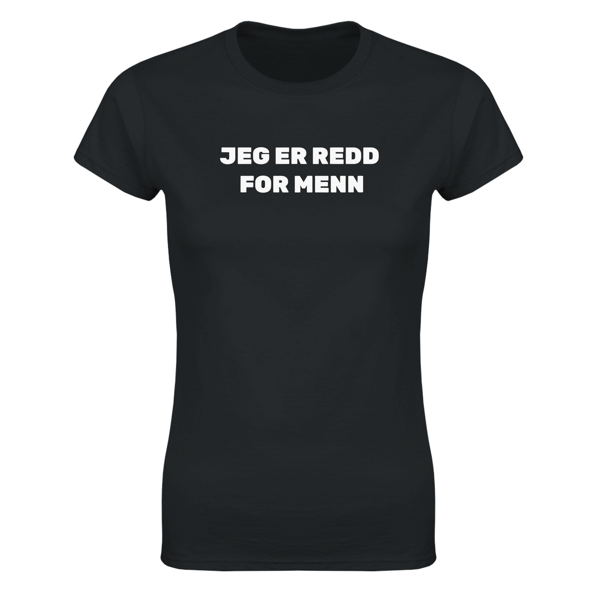 Jeg er redd for menn – morsom dame-t-skjorte fra Køddeklær