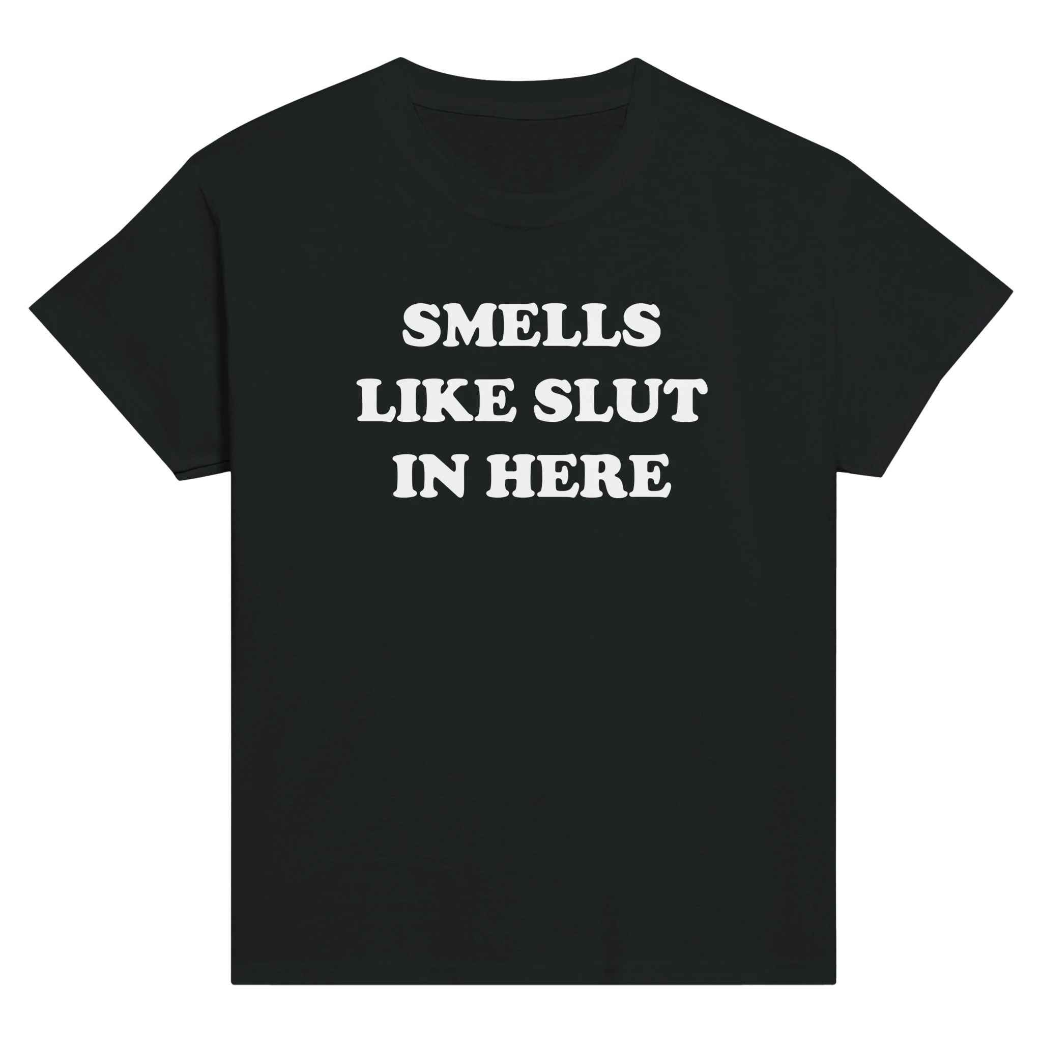 Smells like slut in here – morsom baby tee fra Køddeklær