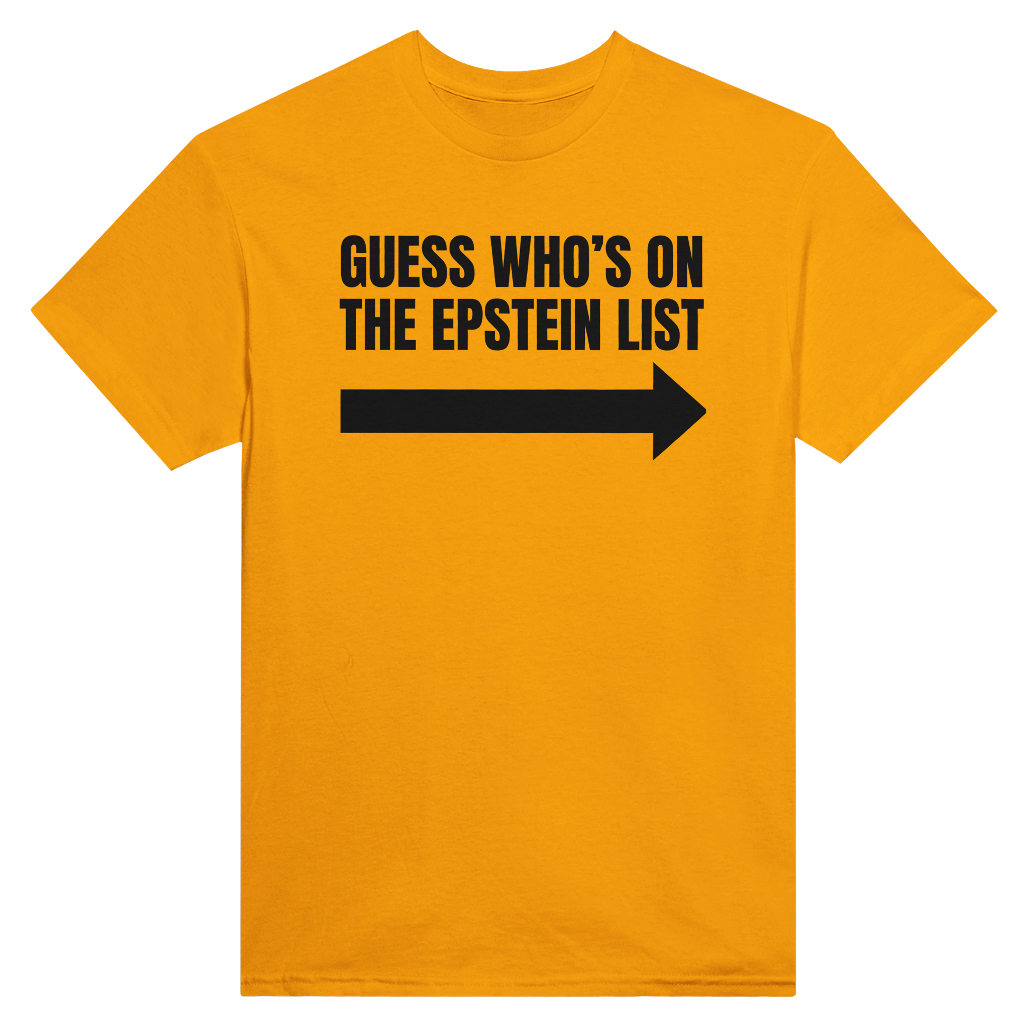 Guess who's on the epstein list arrow – morsom t-skjorte fra Køddeklær