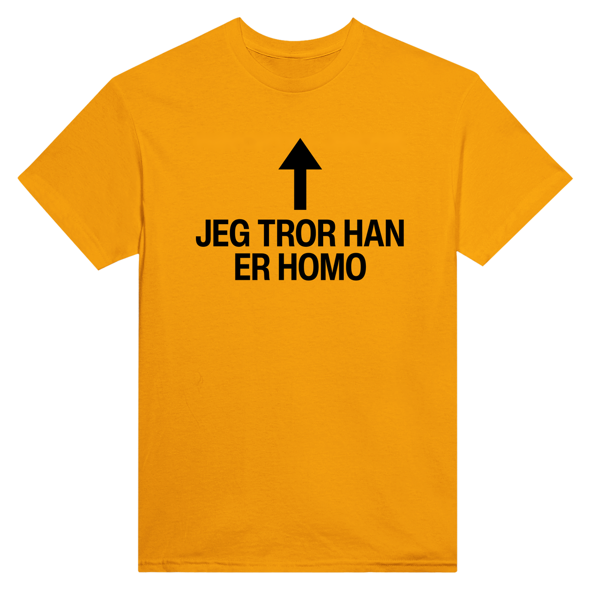 Jeg tror han er homo - t-skjorte – Gold