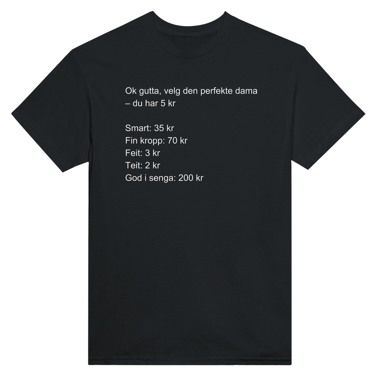 Ok gutta, velg den perfekte dama – du har 5 kr - t-skjorte – Black
