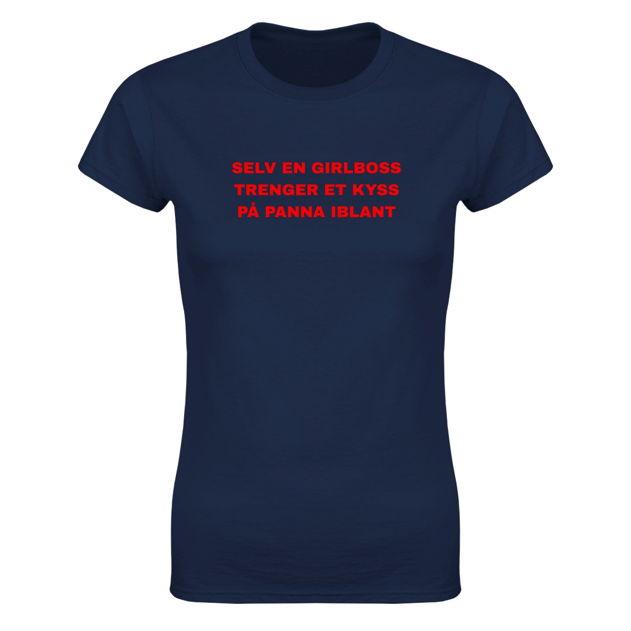 Selv en girlboss trenger et kyss på panna iblant - Dame t-skjorte – Navy