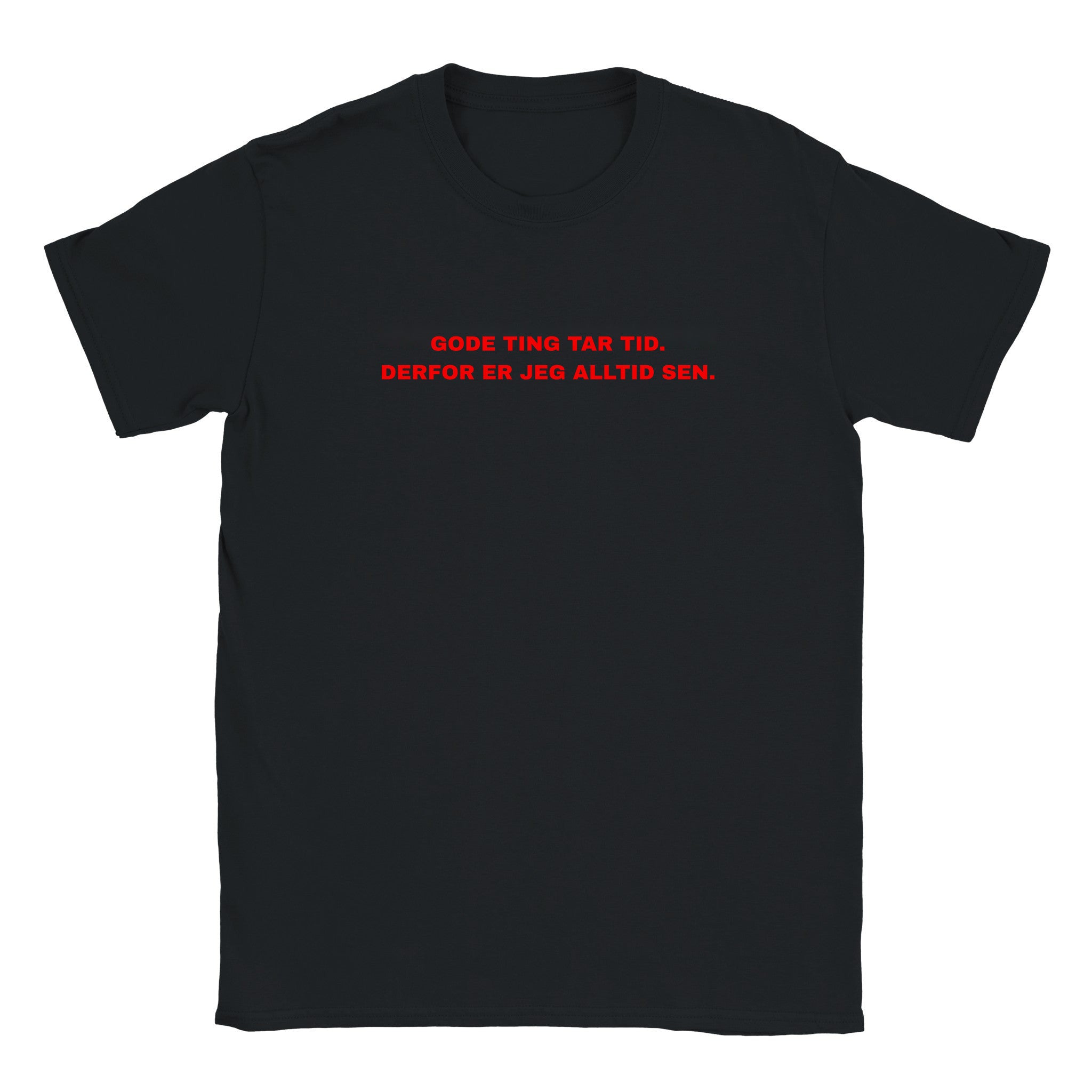 Gode ting tar tid. derfor er jeg alltid sen - Baby tee – Black