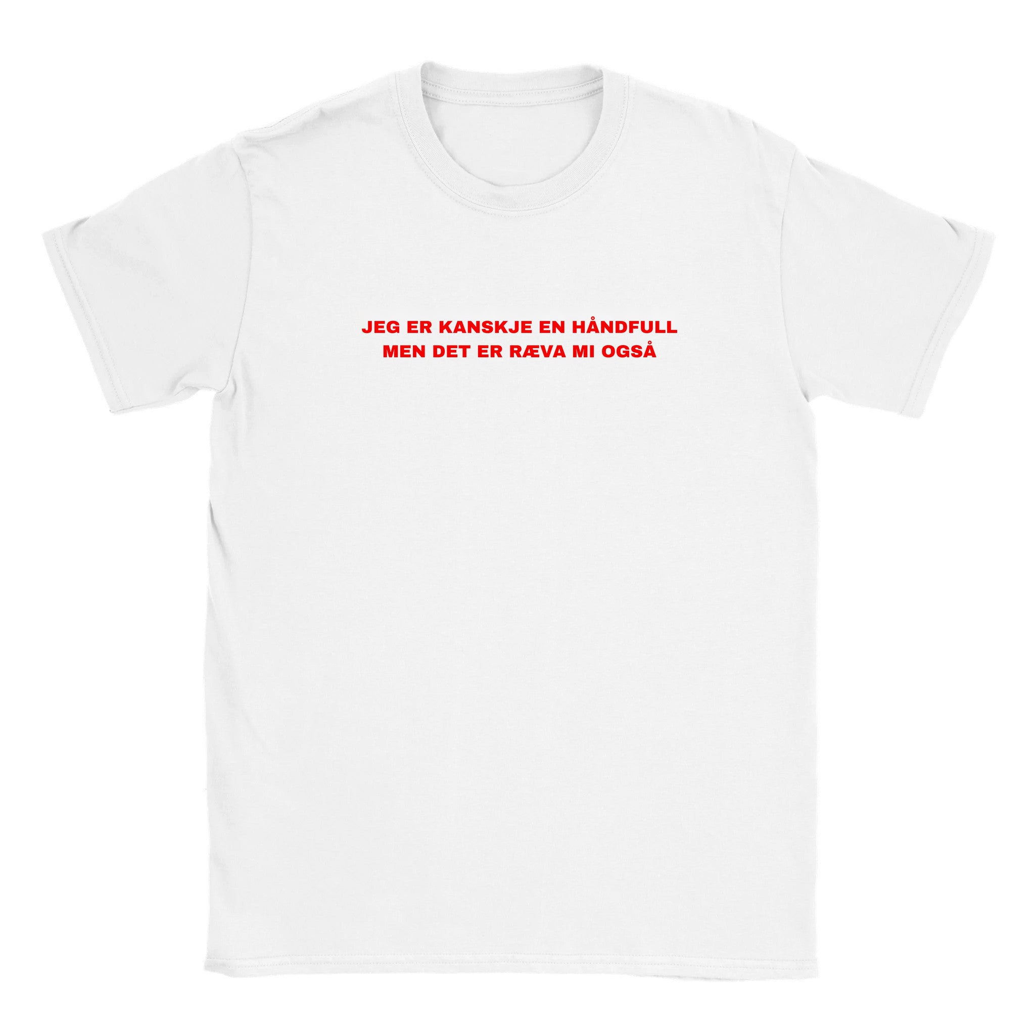 Jeg er kanskje en håndfull men det er ræva mi også - Baby tee – White