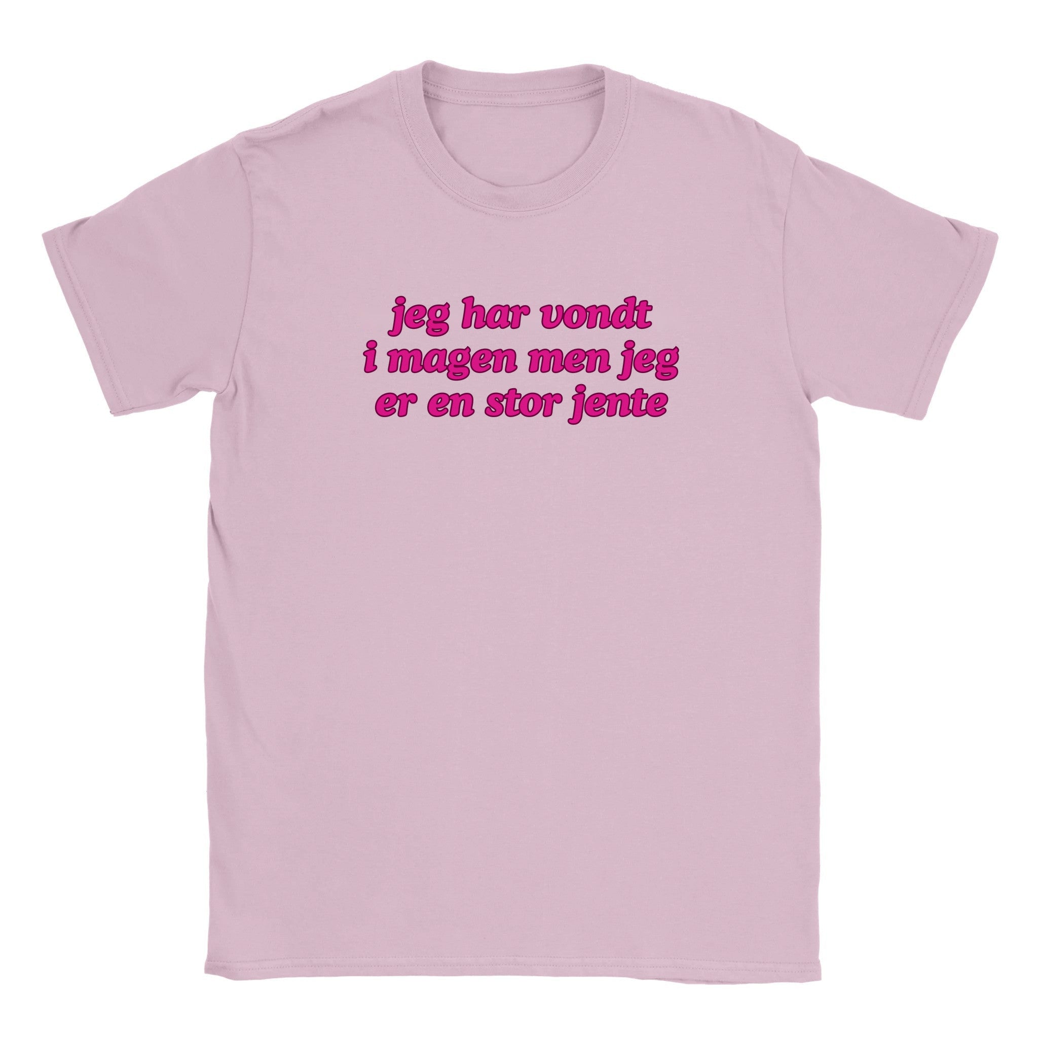 Jeg har vondt i magen men jeg er en stor jente - Baby tee – Light Pink