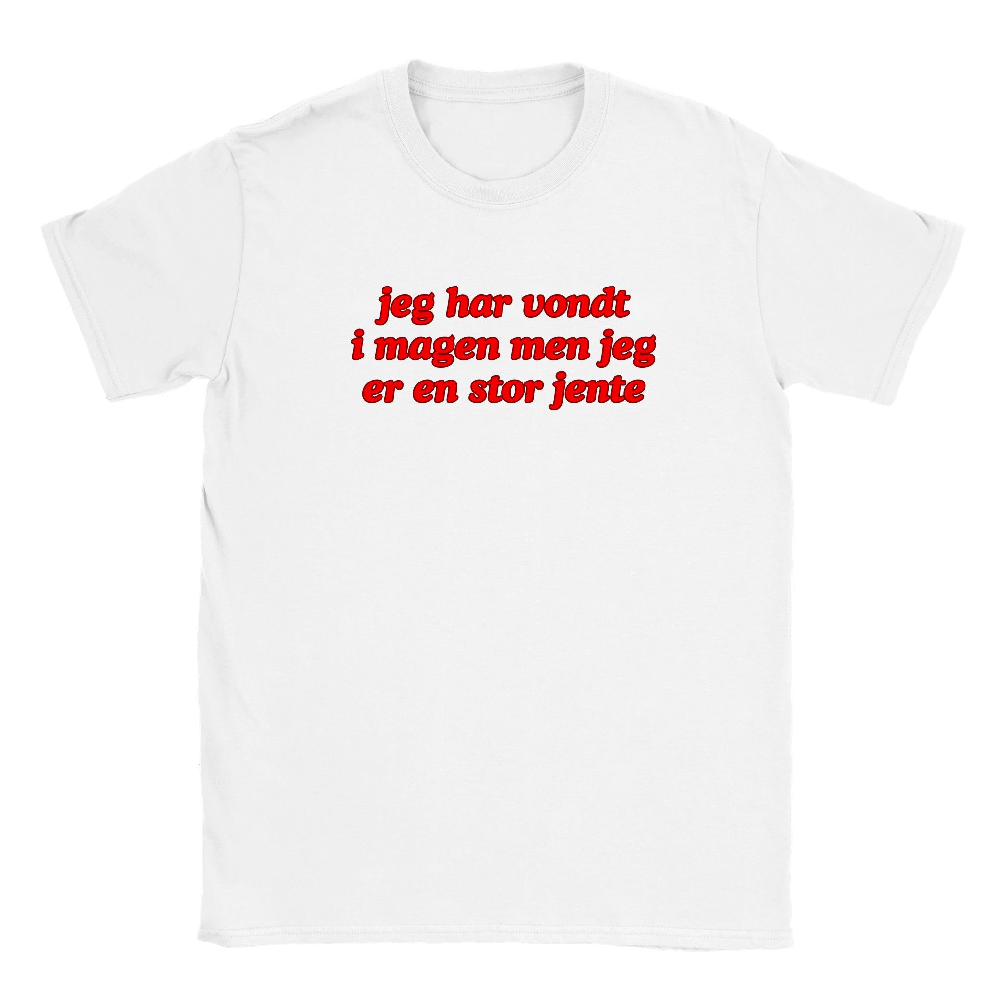 Jeg har vondt i magen men jeg er en stor jente - Baby tee – White