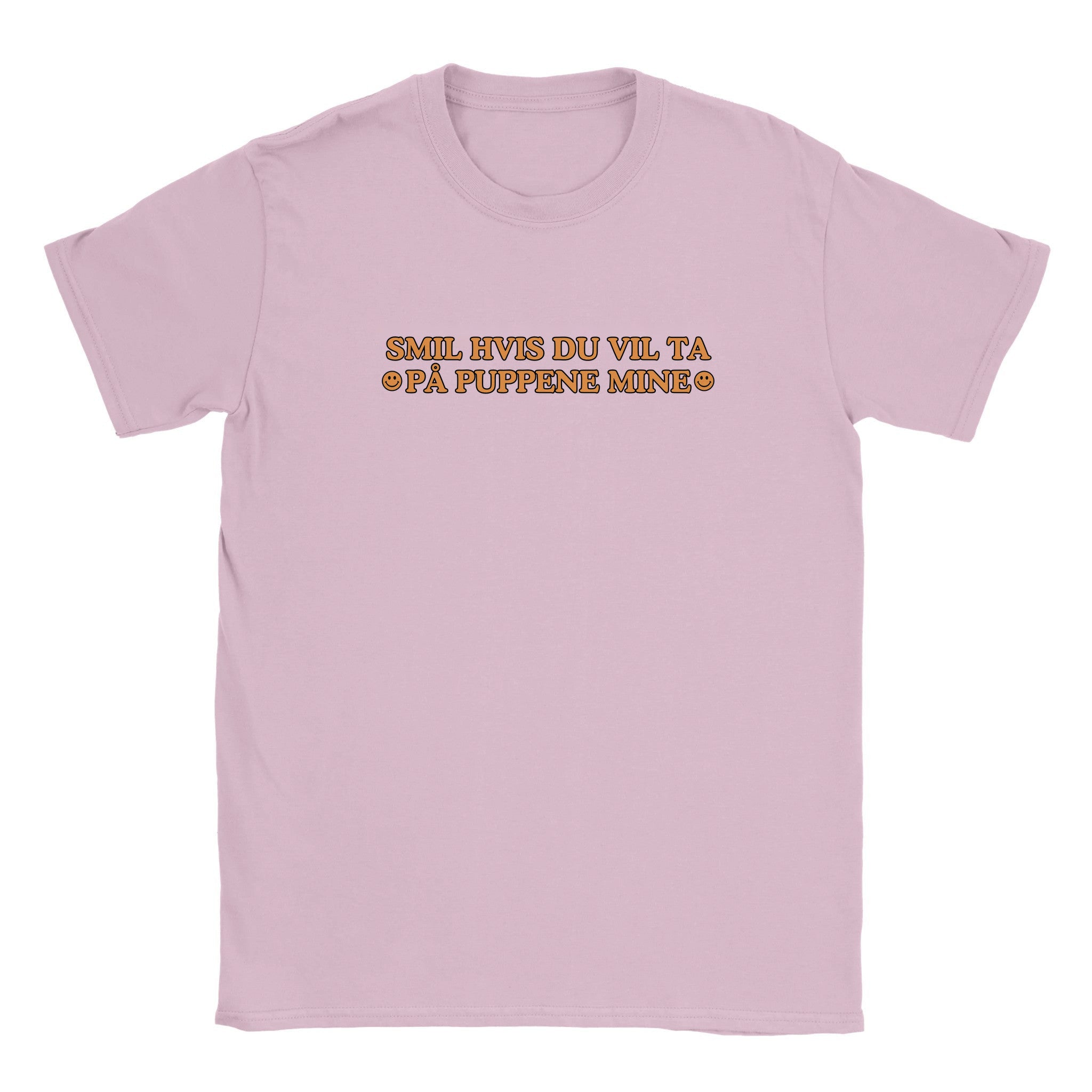 Smil hvis du vil ta på puppene mine - Baby tee – Light Pink