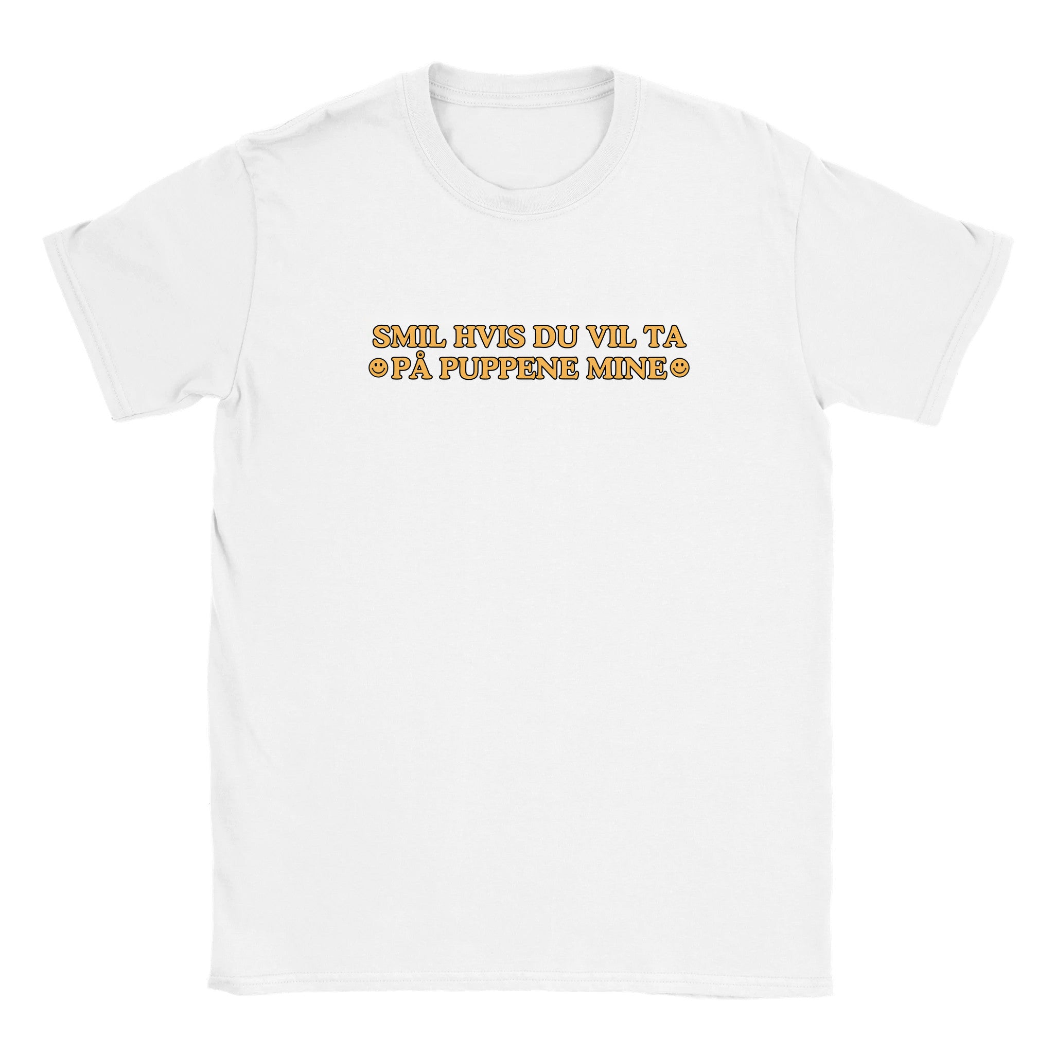 Smil hvis du vil ta på puppene mine - Baby tee – White