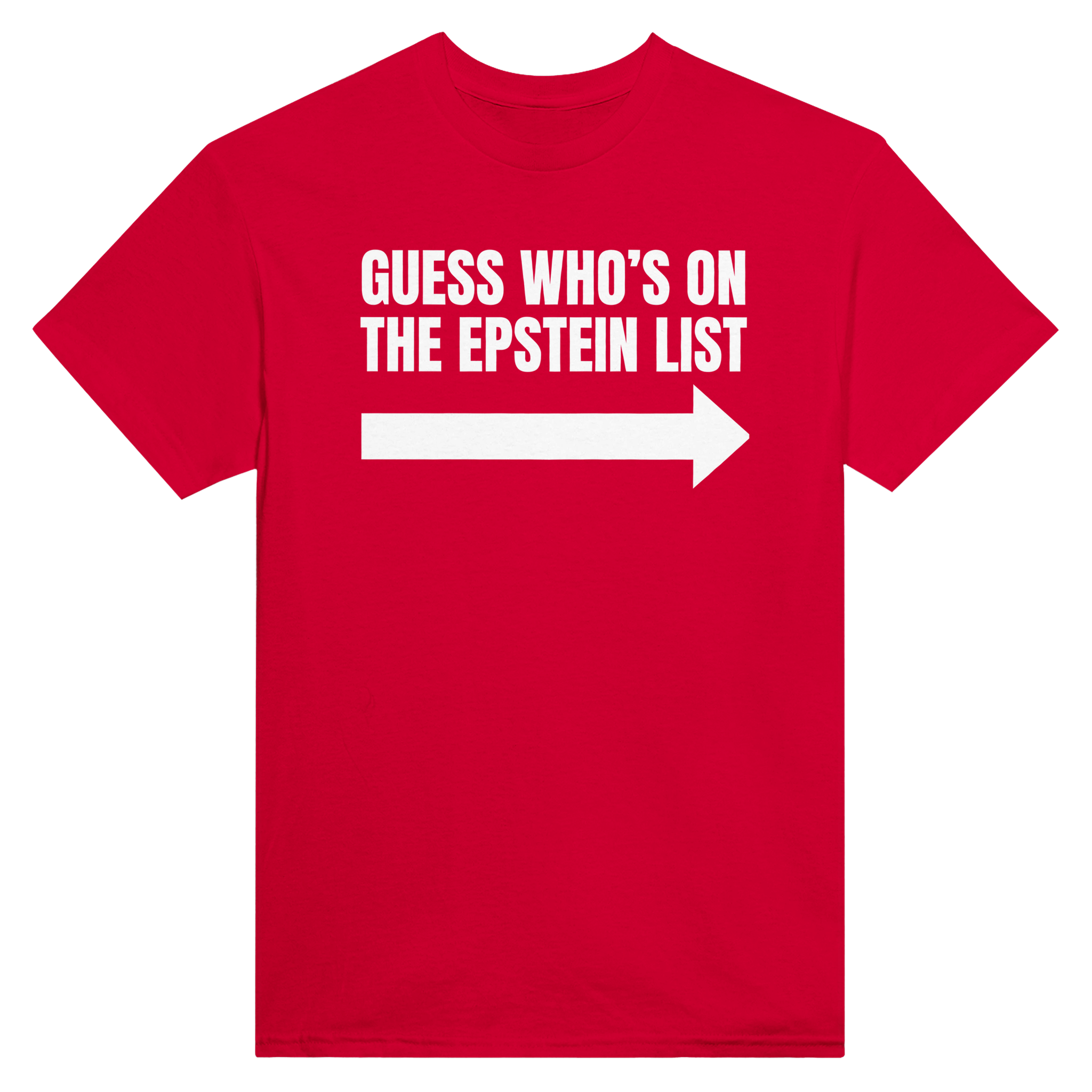 Guess who's on the epstein list arrow – morsom t-skjorte fra Køddeklær