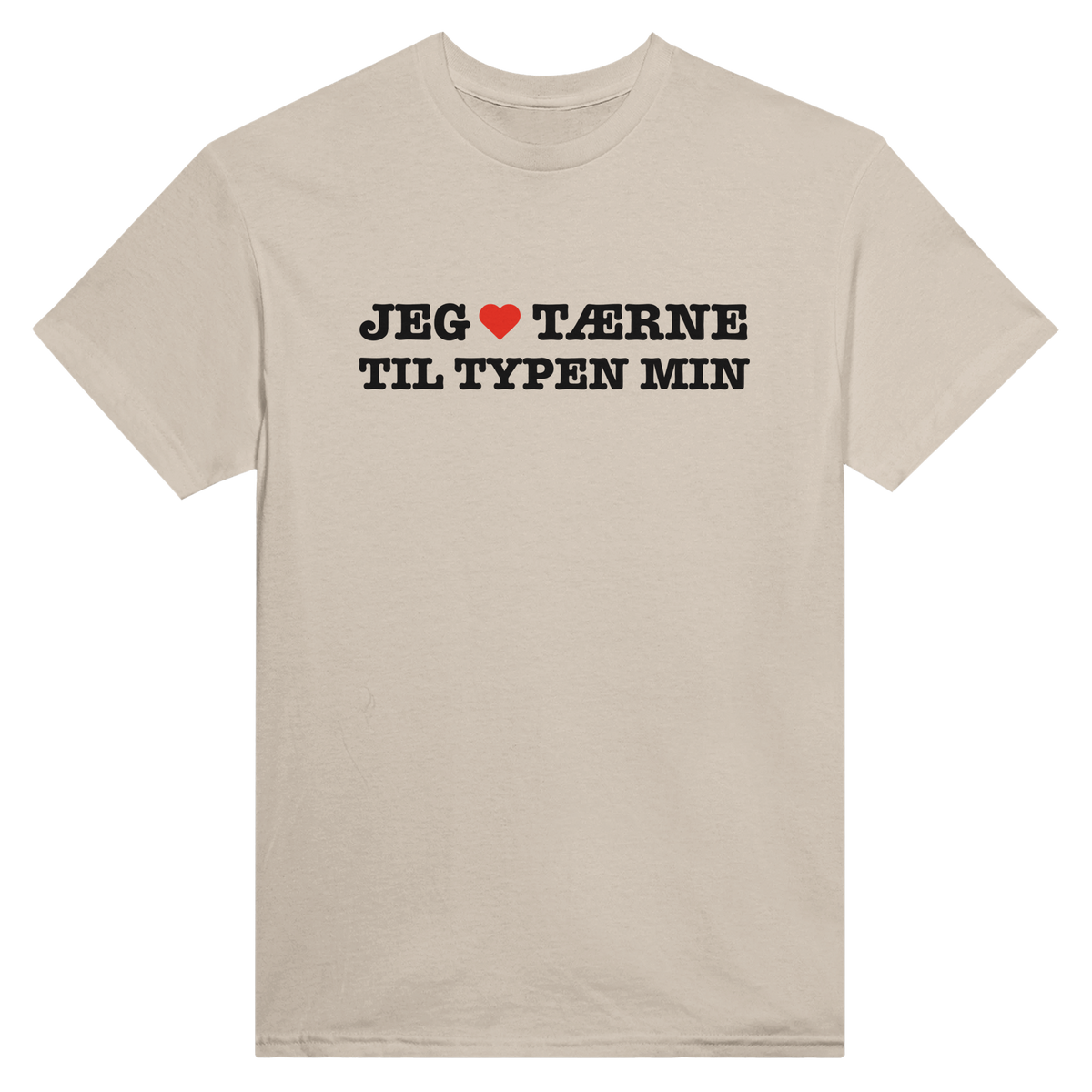 Jeg hjerte tærne til typen min – morsom t-skjorte med norsk humor fra Køddeklær
