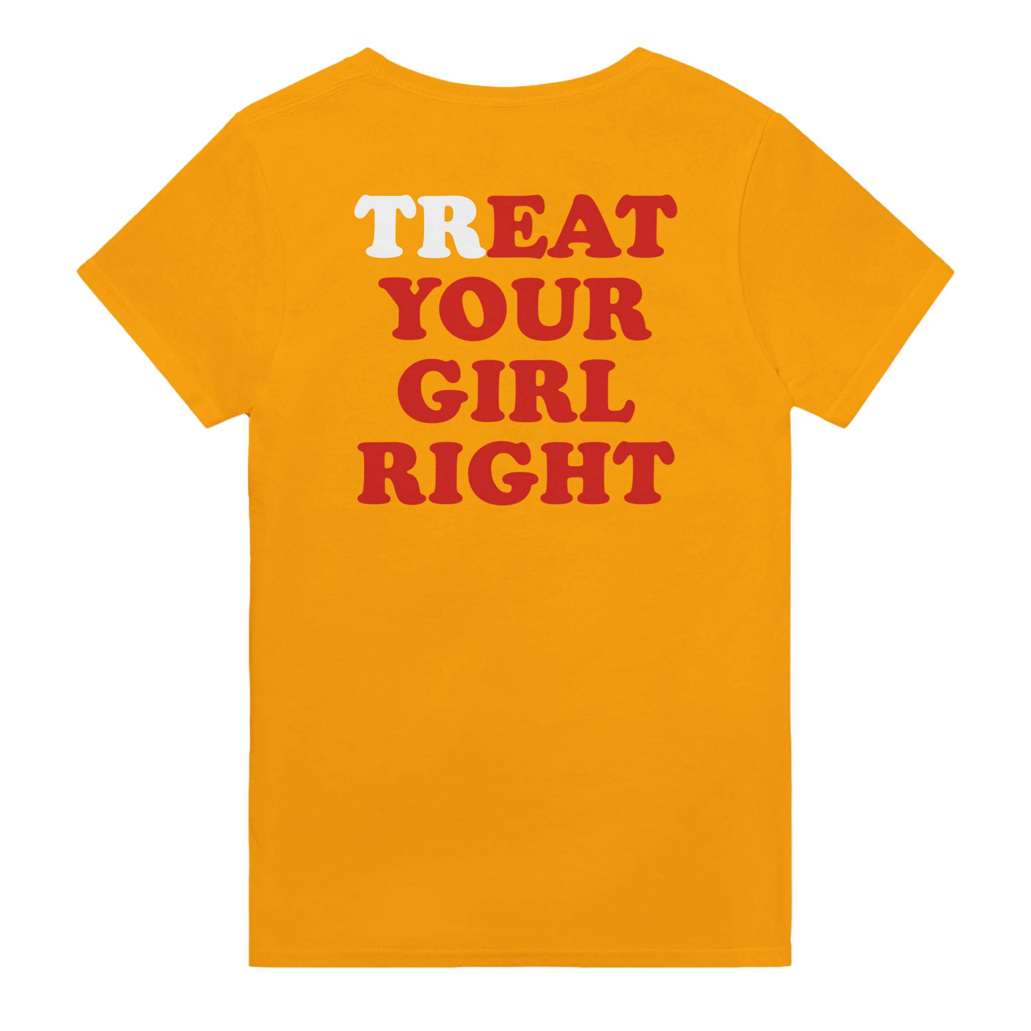 Treat your girl right – morsom t-skjorte med backprint fra Køddeklær