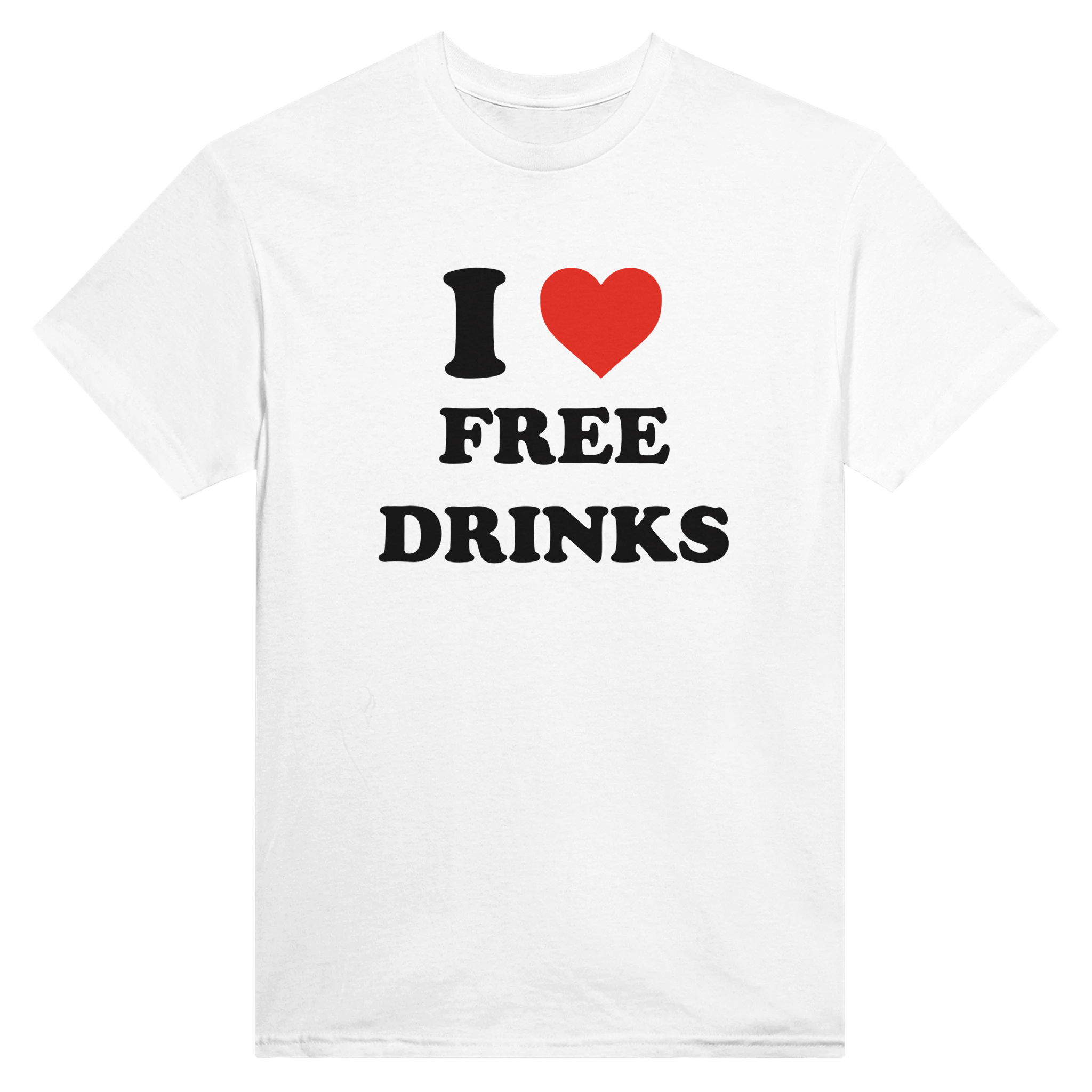 I love free drinks – morsom t-skjorte fra Køddeklær