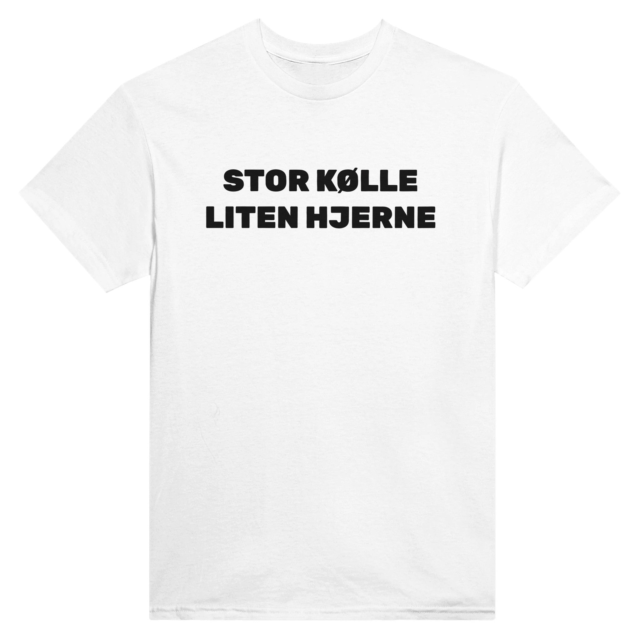 Stor kølle liten hjerne – morsom t-skjorte fra Køddeklær