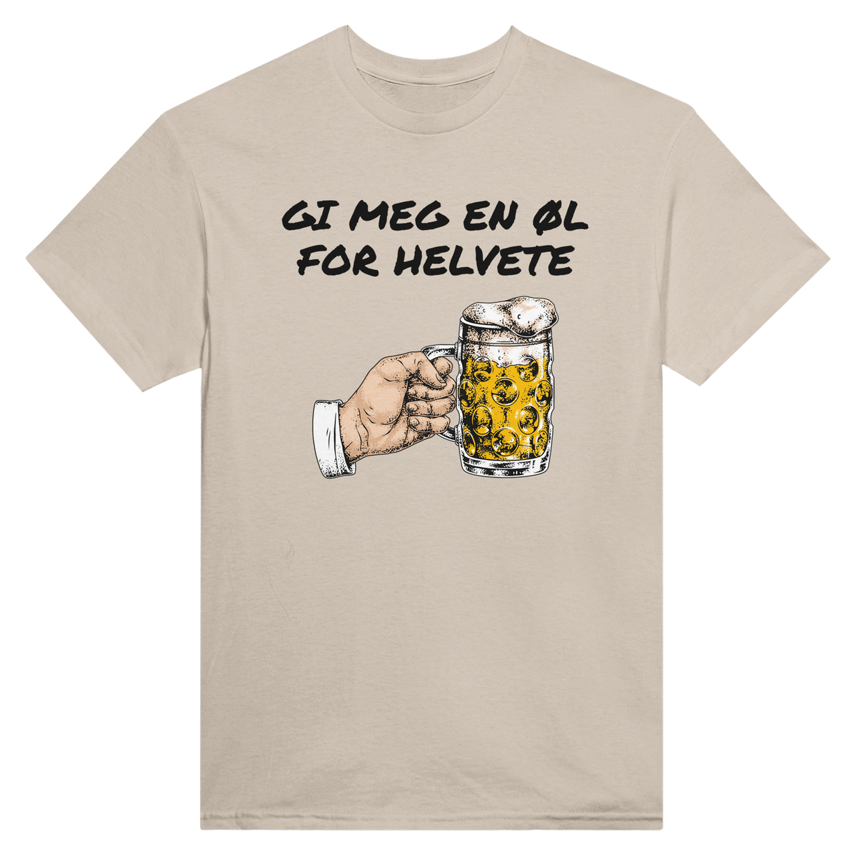 Gi meg en øl for helvete – morsom t-skjorte med norsk humor fra Køddeklær