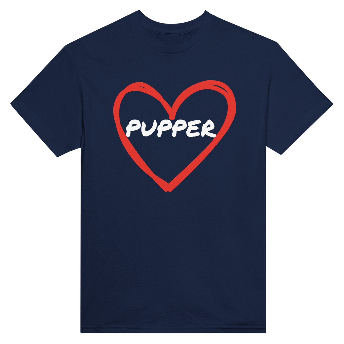 Pupper i et hjerte – morsom t-skjorte med norsk humor fra Køddeklær