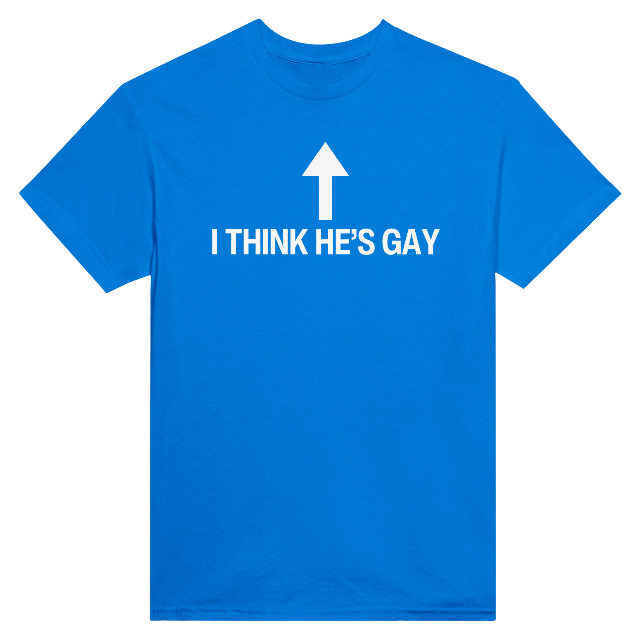 I think he's gay – morsom t-skjorte fra Køddeklær