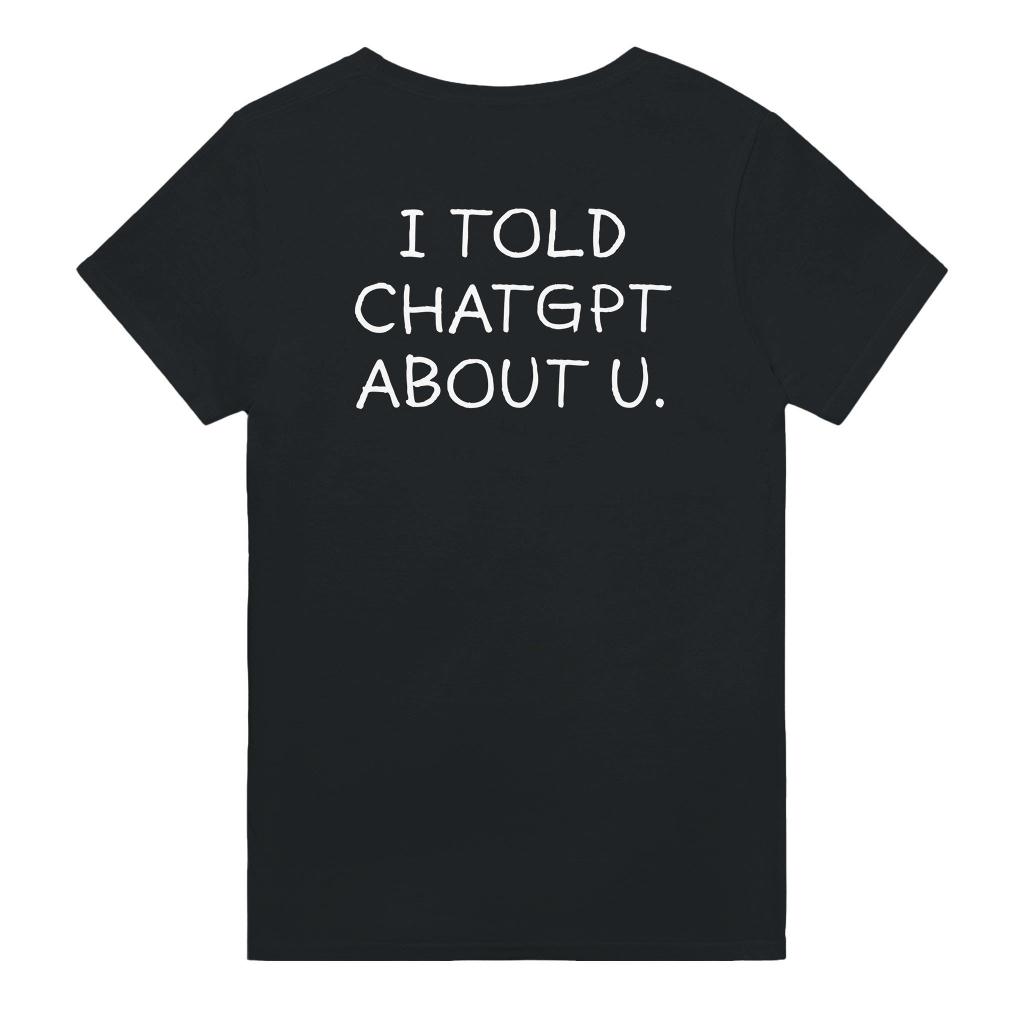 I told chatgpt about u. – morsom t-skjorte med backprint fra Køddeklær