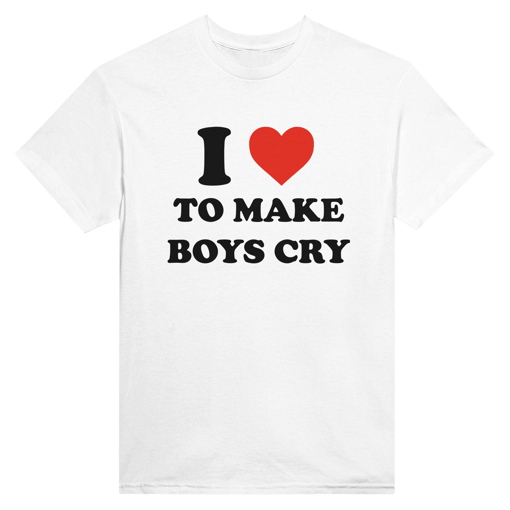 I love to make boys cry – morsom t-skjorte fra Køddeklær