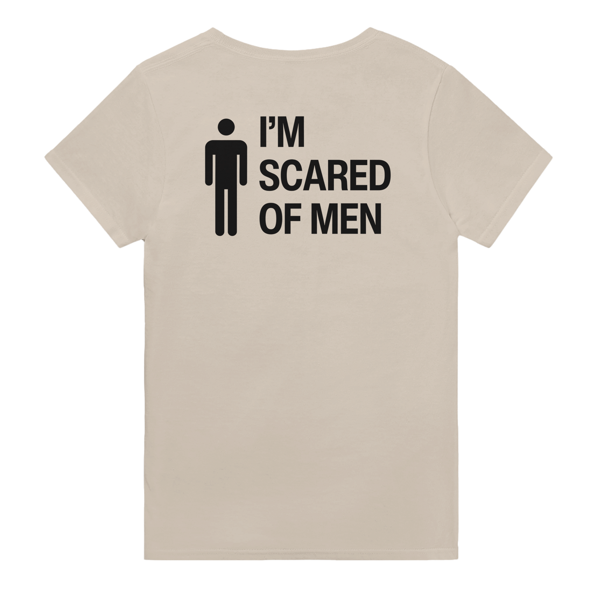 I'm scared of men – morsom t-skjorte med backprint fra Køddeklær