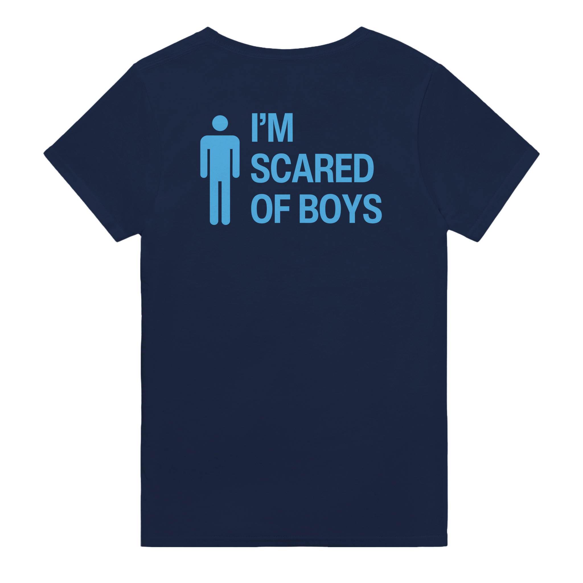 I'm scared of boys – morsom t-skjorte med backprint fra Køddeklær