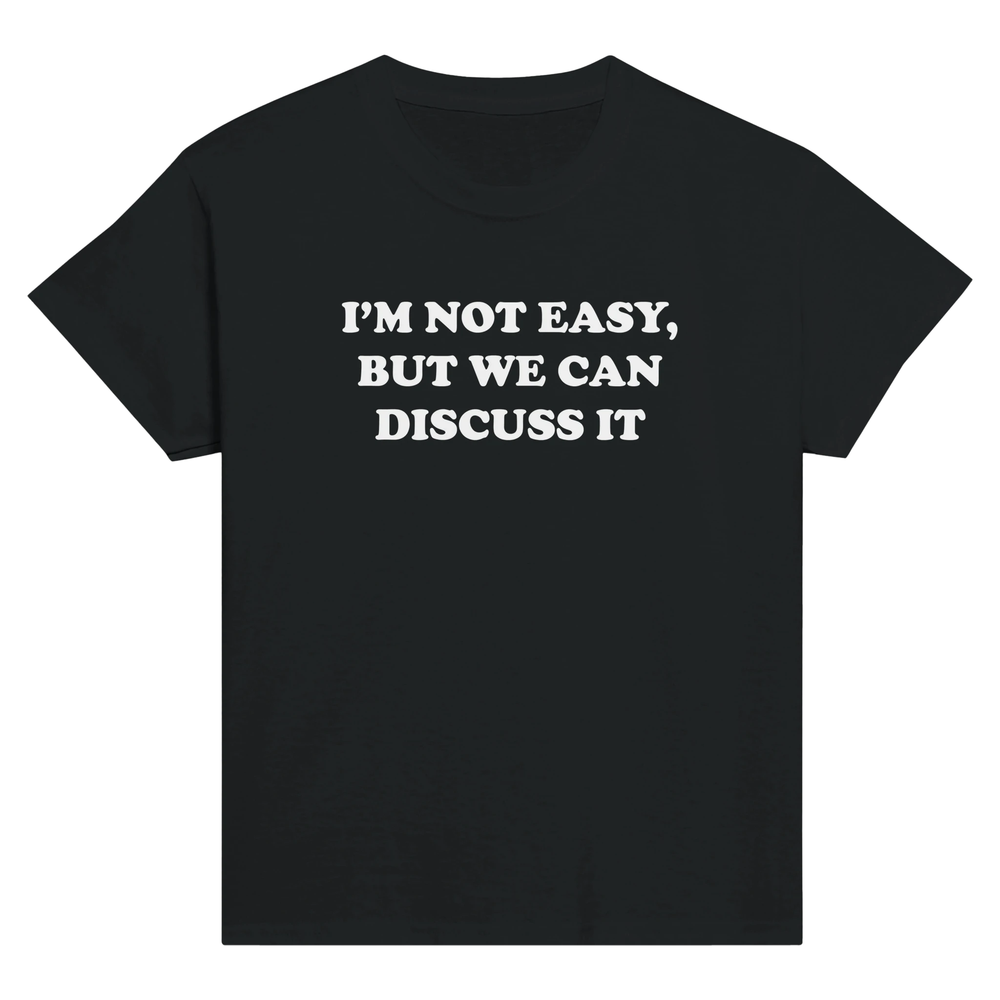 I'm not easy, but we can discuss it – morsom baby tee fra Køddeklær