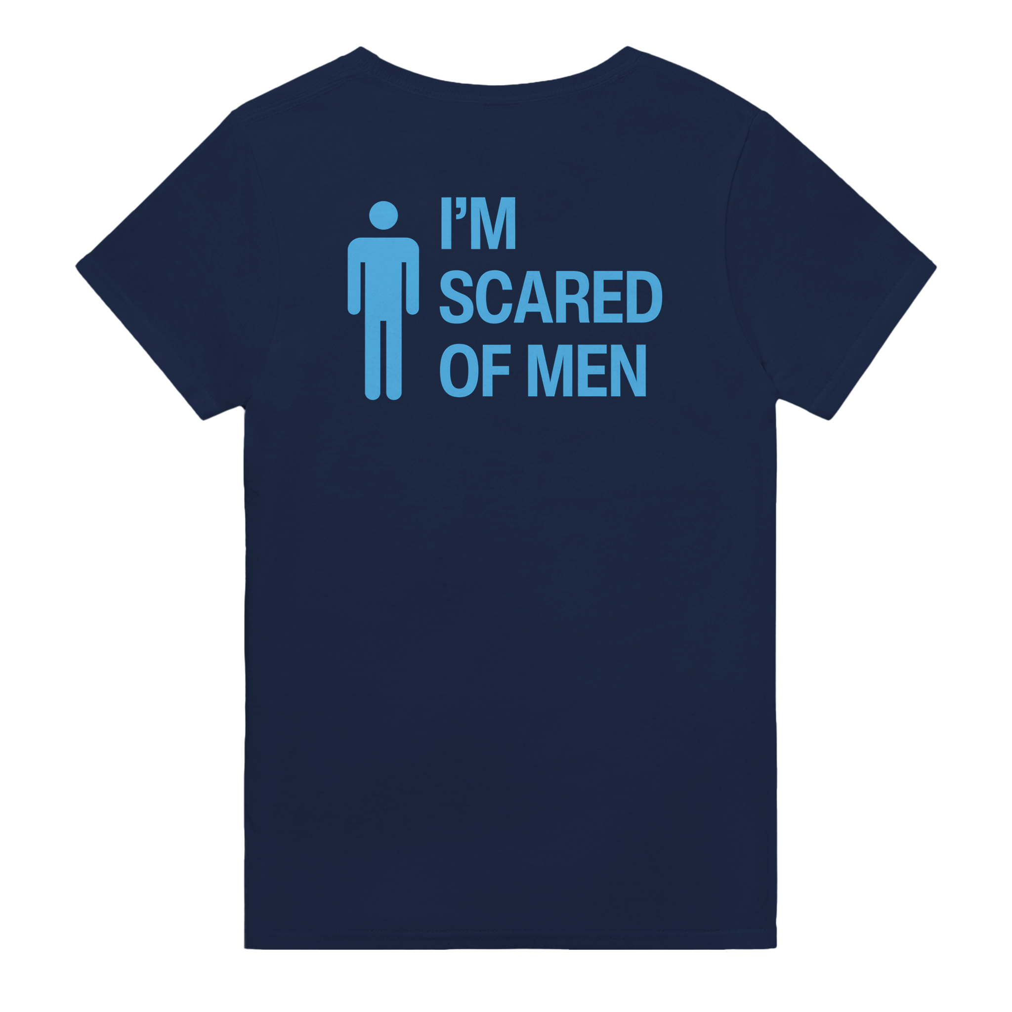 I'm scared of men – morsom t-skjorte med backprint fra Køddeklær
