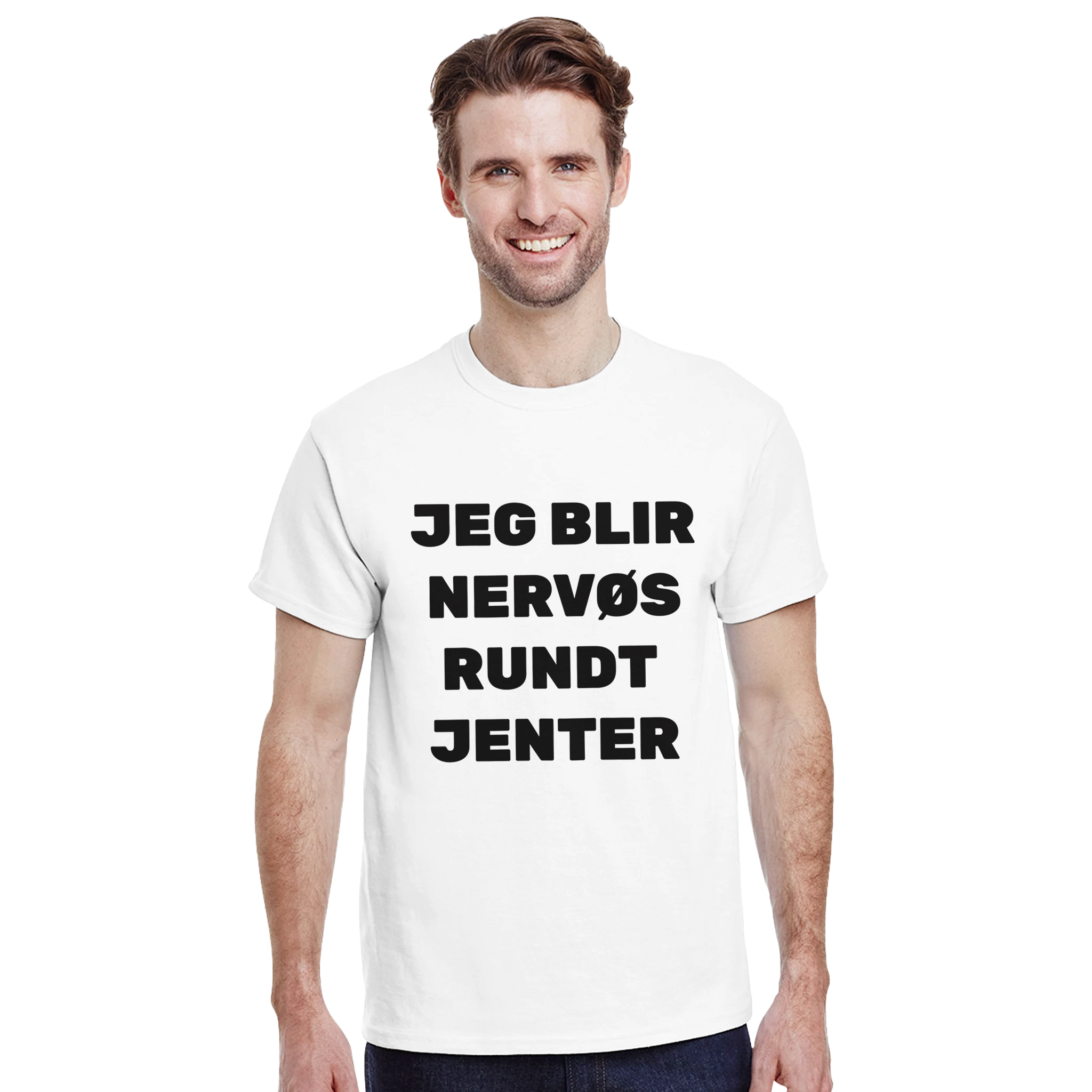 Jeg blir nervøs rundt jenter – morsom t-skjorte fra Køddeklær