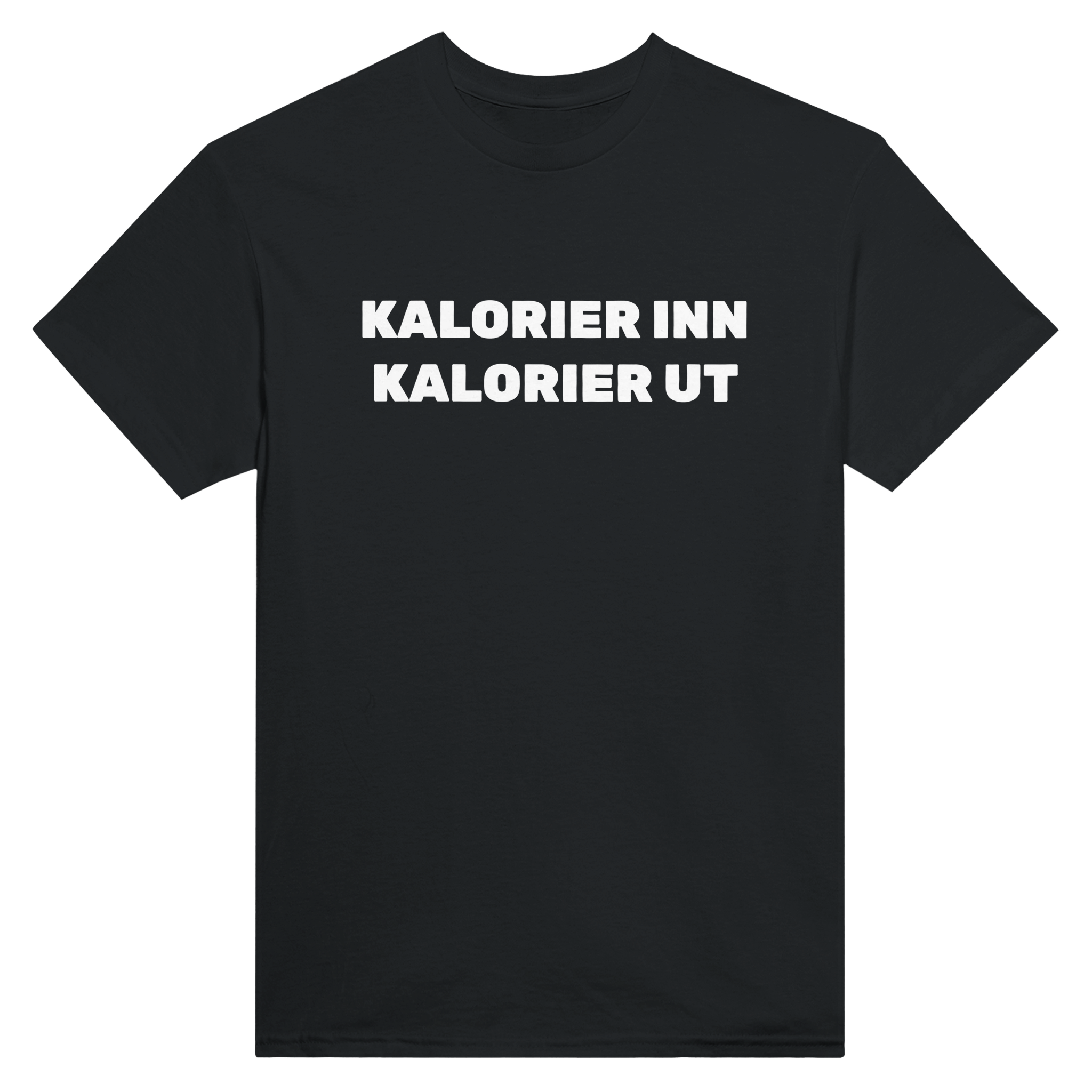 Kalorier inn kalorier ut – morsom t-skjorte fra Køddeklær