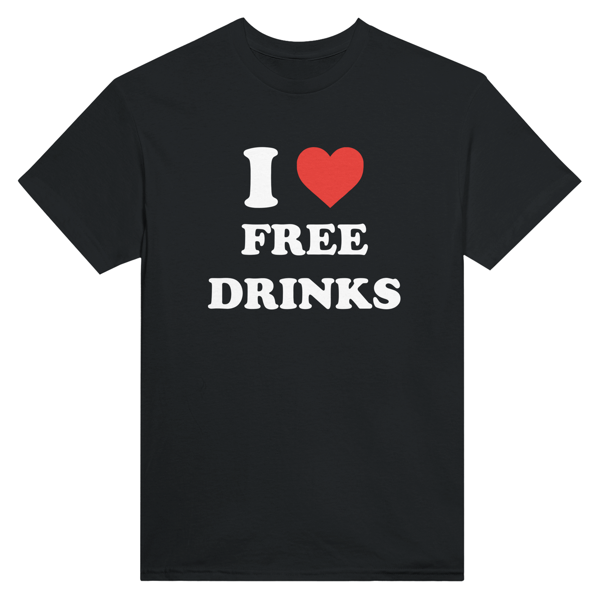 I love free drinks – morsom t-skjorte fra Køddeklær