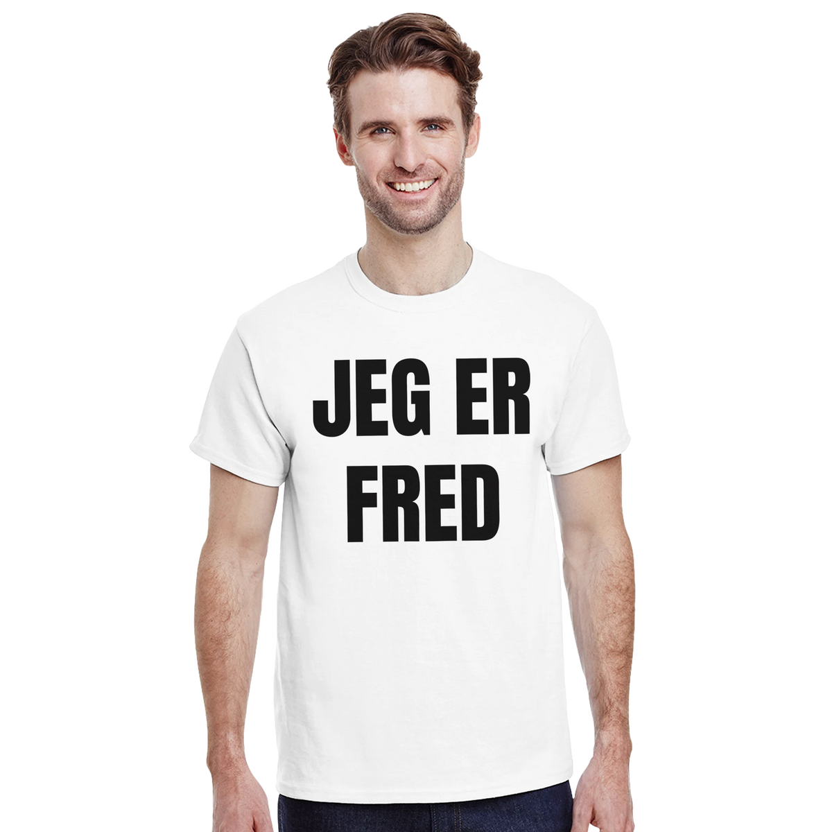 Jeg er fred – morsom t-skjorte med norsk humor fra Køddeklær