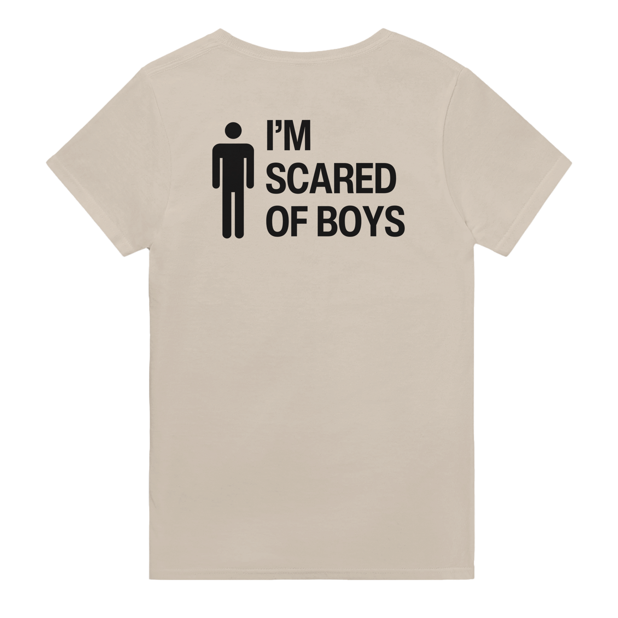 I'm scared of boys – morsom t-skjorte med backprint fra Køddeklær