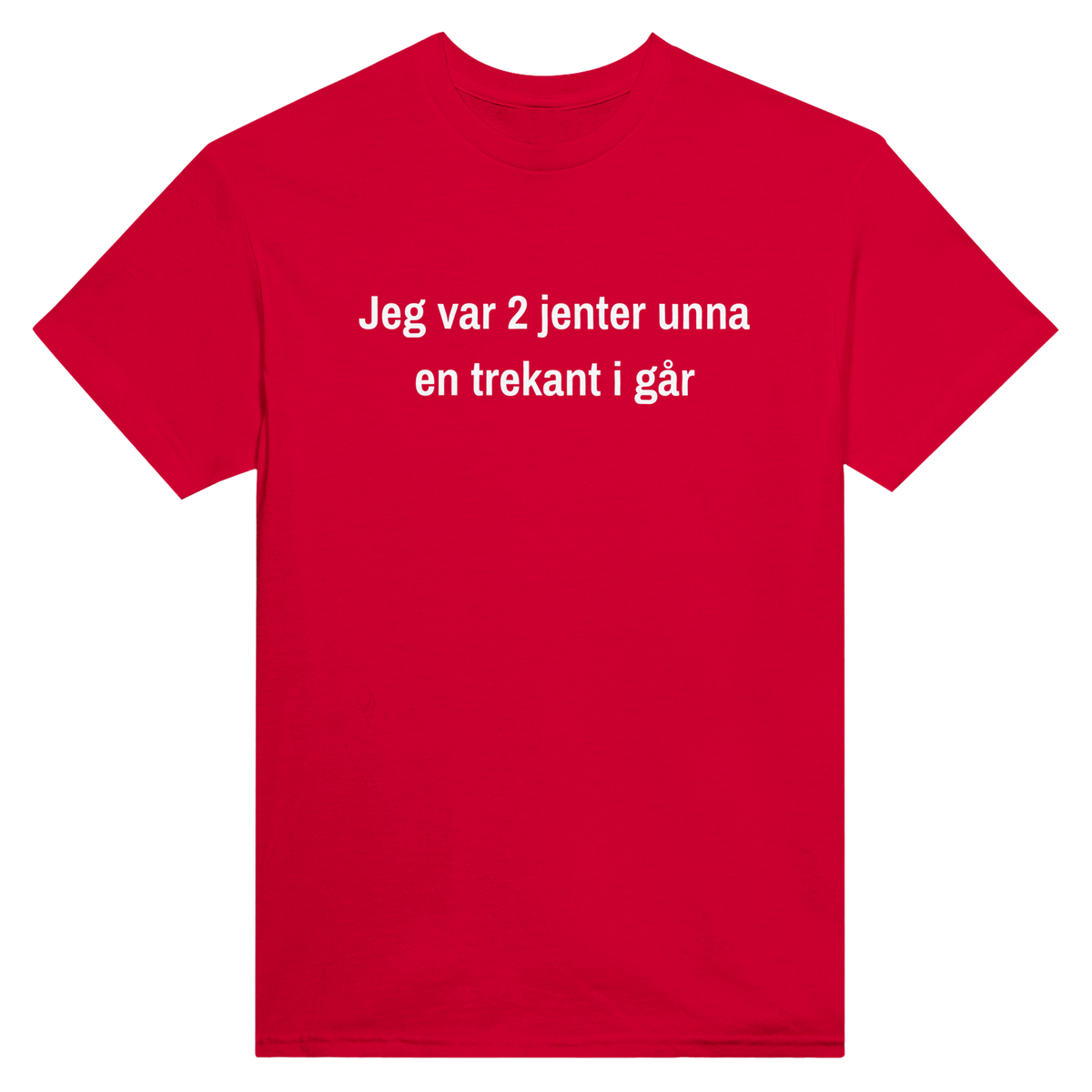 Jeg var 2 jenter unna en trekant i går – morsom t-skjorte med norsk humor fra Køddeklær