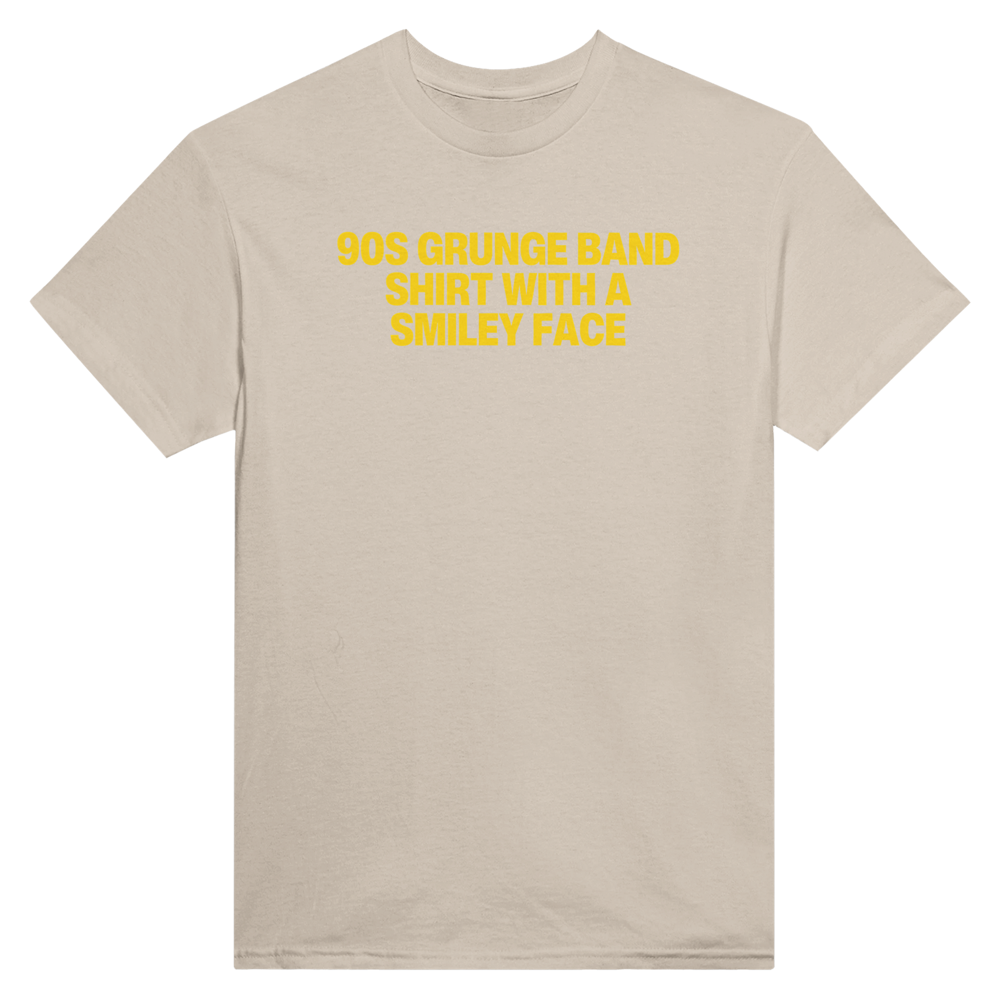 90s grunge band shirt with a smiley face – morsom t-skjorte fra Køddeklær