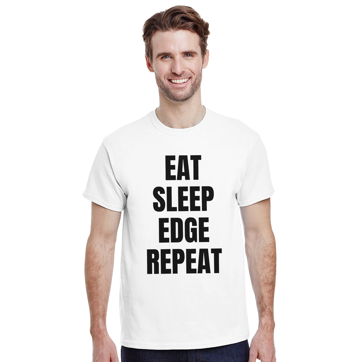 Eat sleep edge repeat – morsom t-skjorte fra Køddeklær