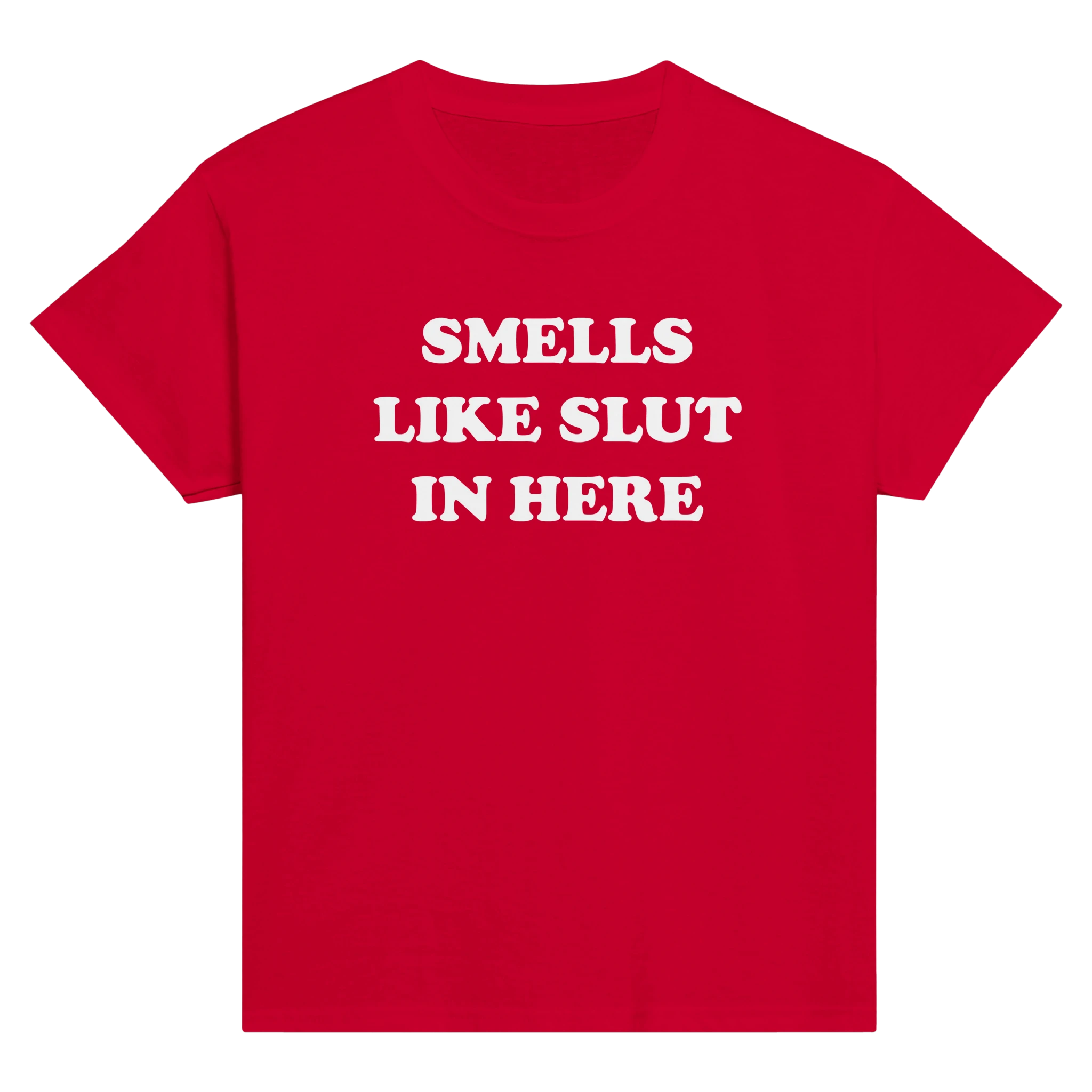 Smells like slut in here – morsom baby tee fra Køddeklær