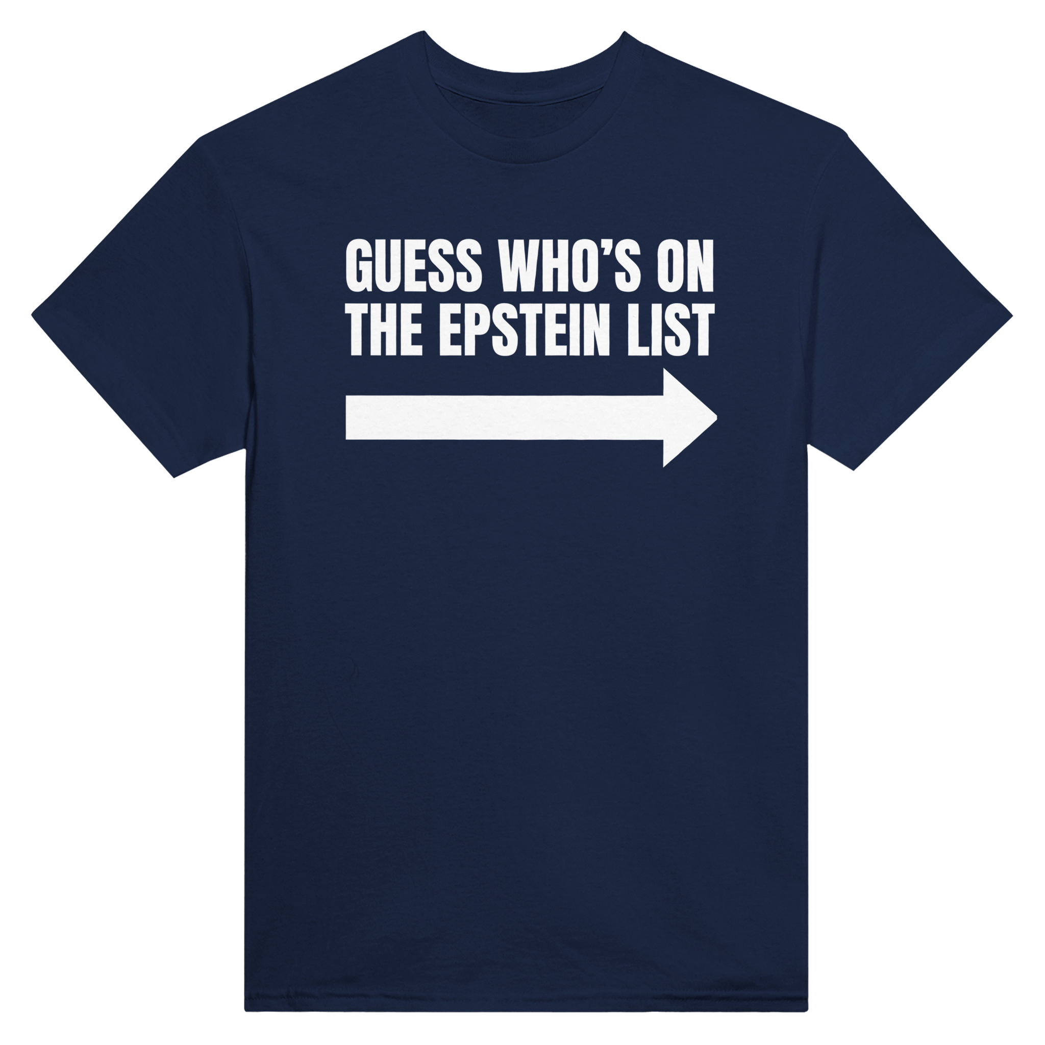 Guess who's on the epstein list arrow – morsom t-skjorte fra Køddeklær