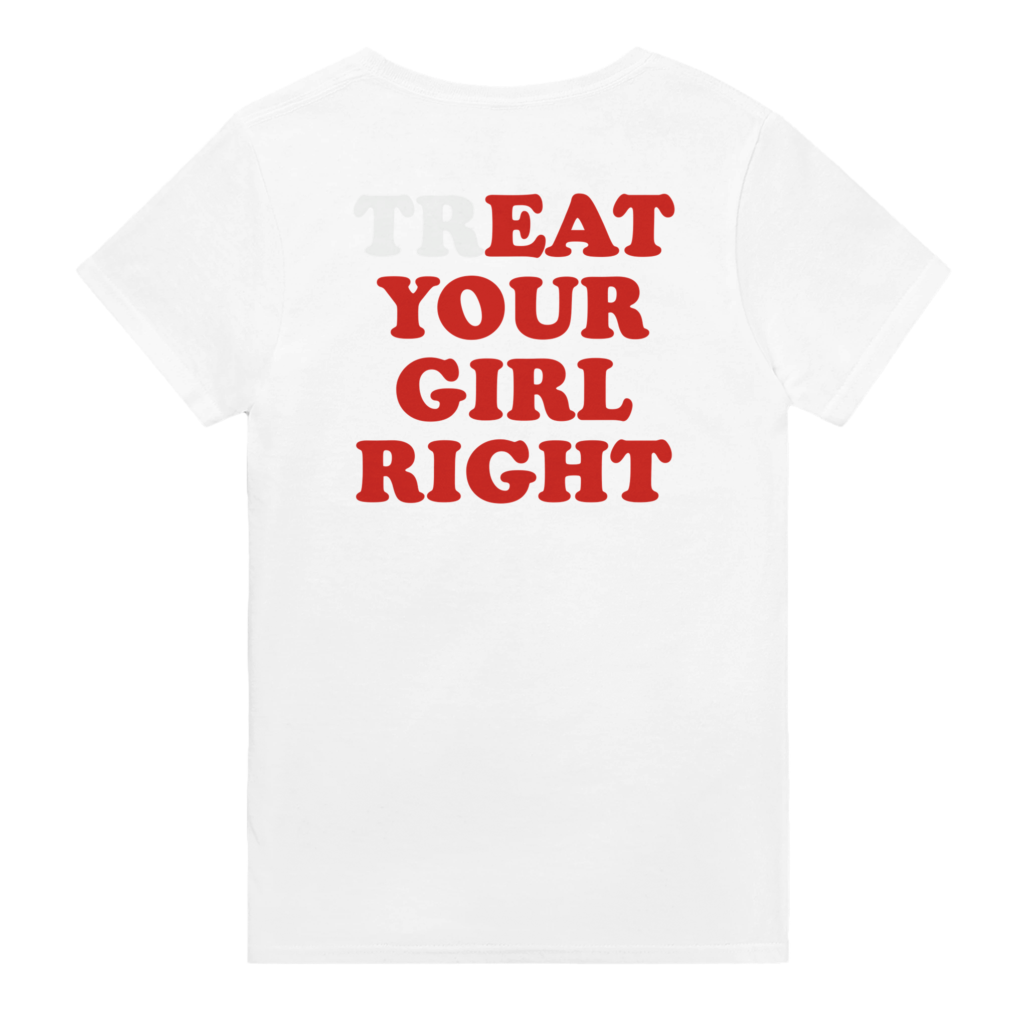 Treat your girl right – morsom t-skjorte med backprint fra Køddeklær