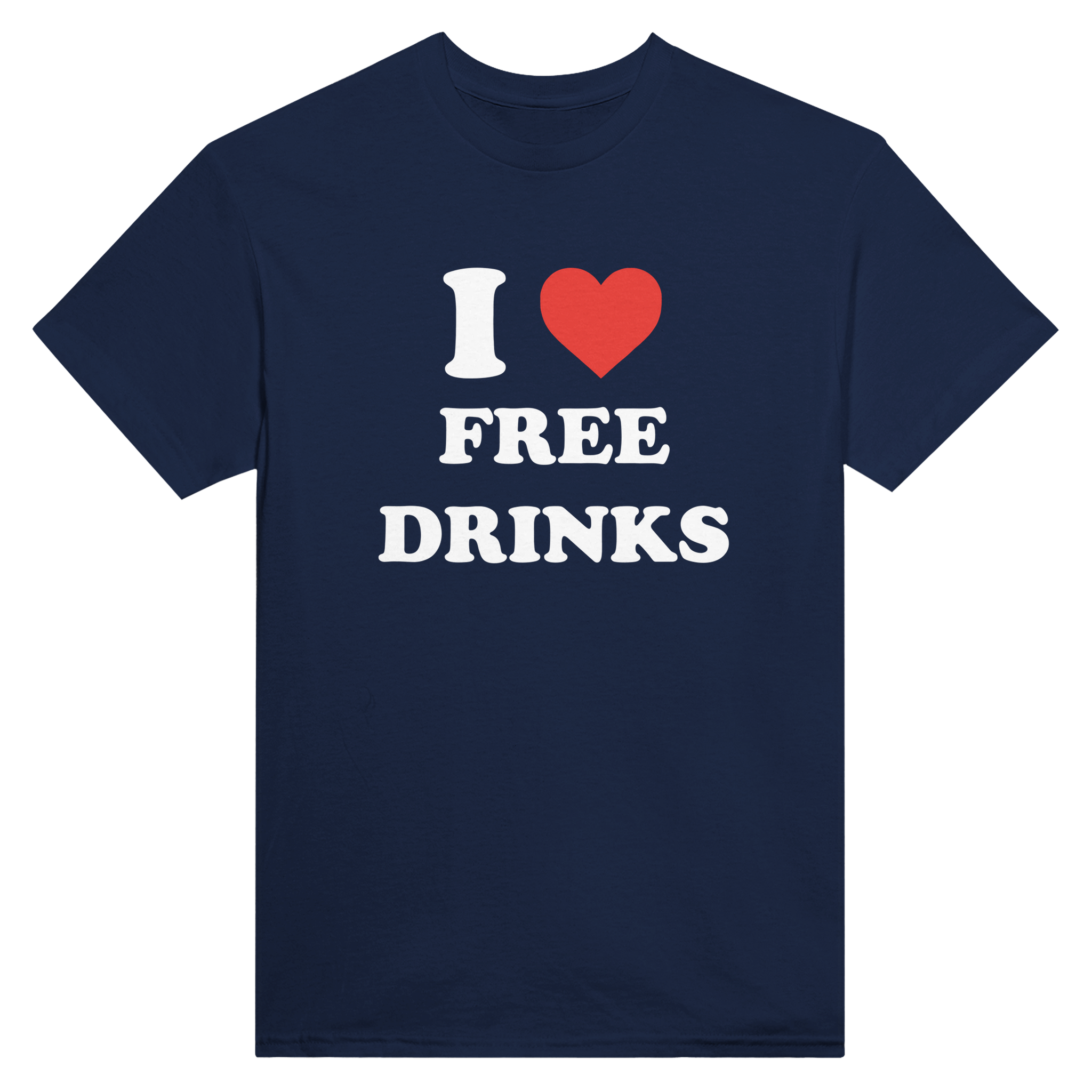 I love free drinks – morsom t-skjorte fra Køddeklær