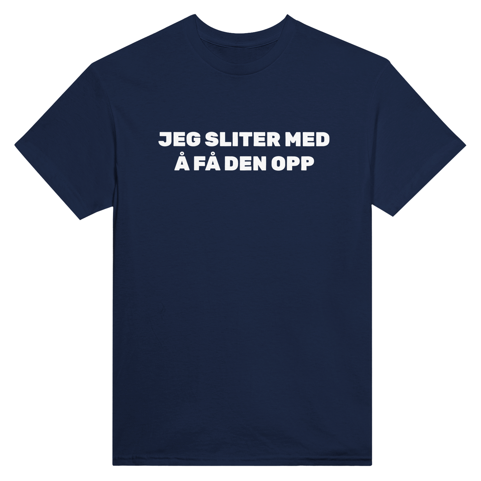 Jeg sliter med å få den opp – morsom t-skjorte fra Køddeklær