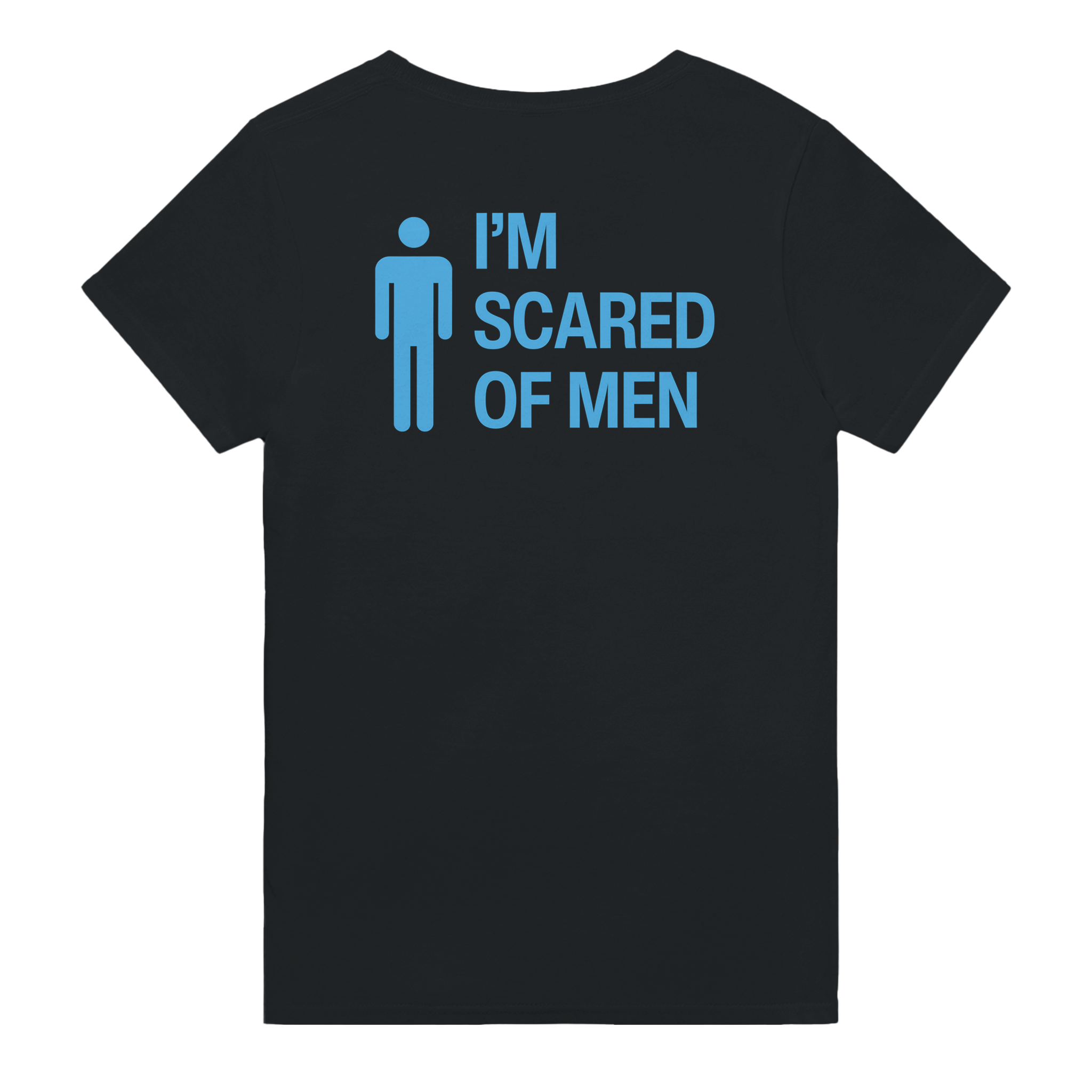 I'm scared of men – morsom t-skjorte med backprint fra Køddeklær