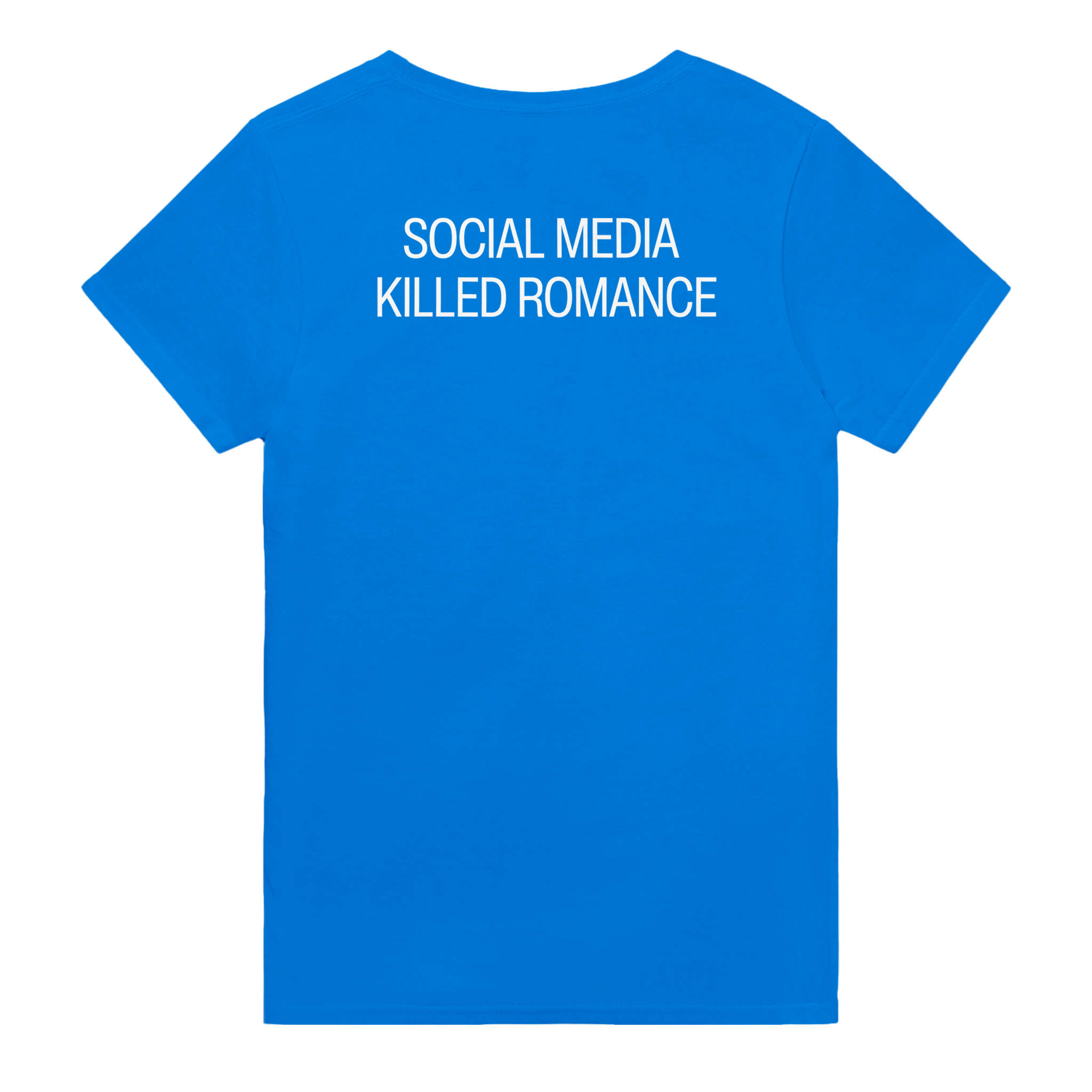 Social media killed romance – morsom t-skjorte med backprint fra Køddeklær