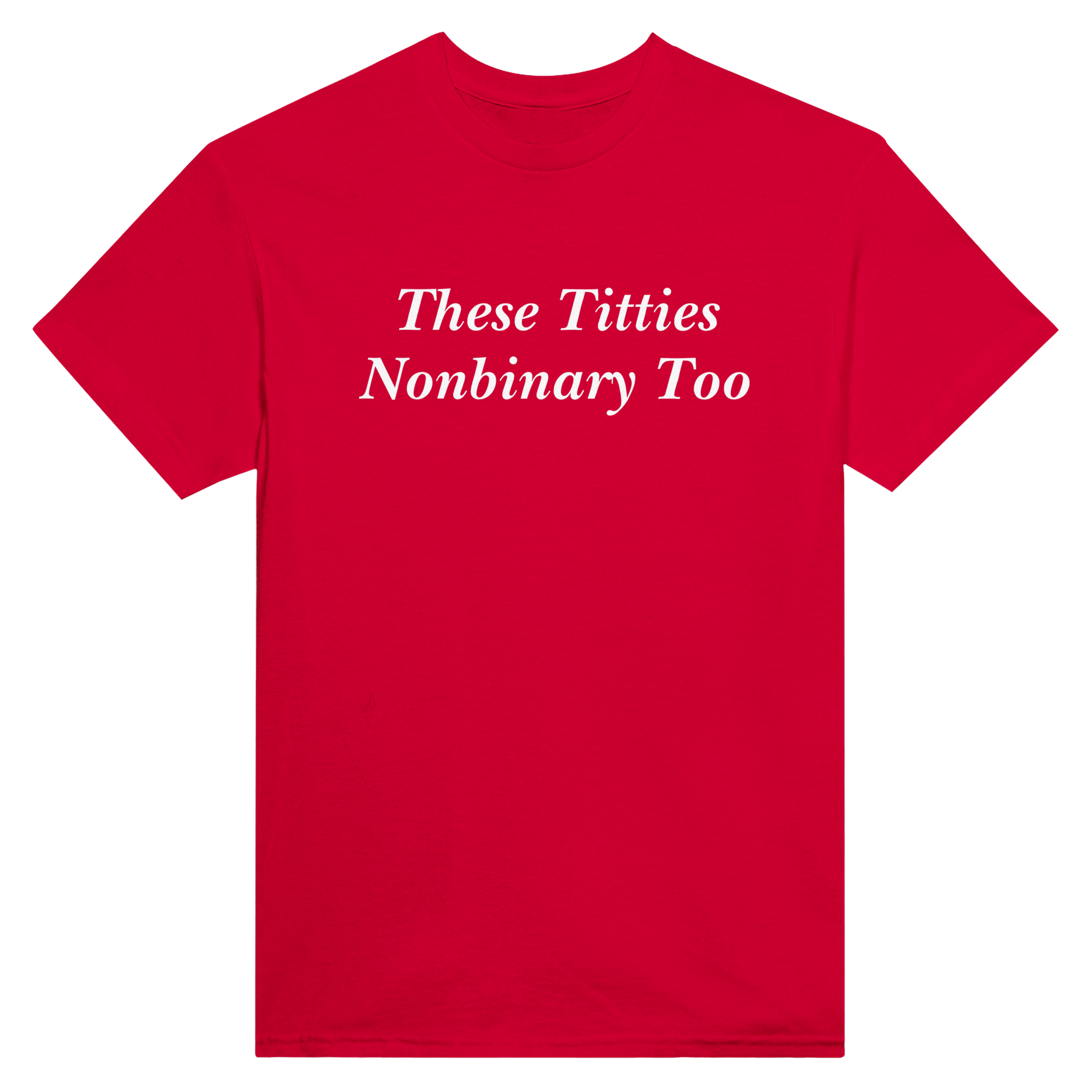 These titties nonbinary too – morsom t-skjorte fra Køddeklær