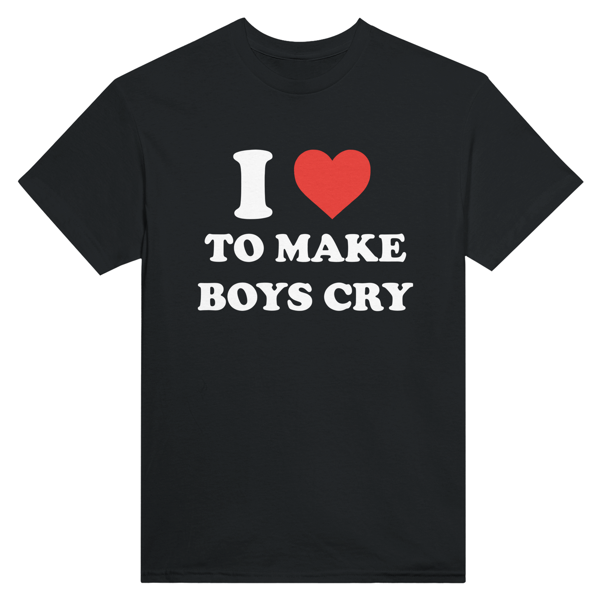 I love to make boys cry – morsom t-skjorte fra Køddeklær