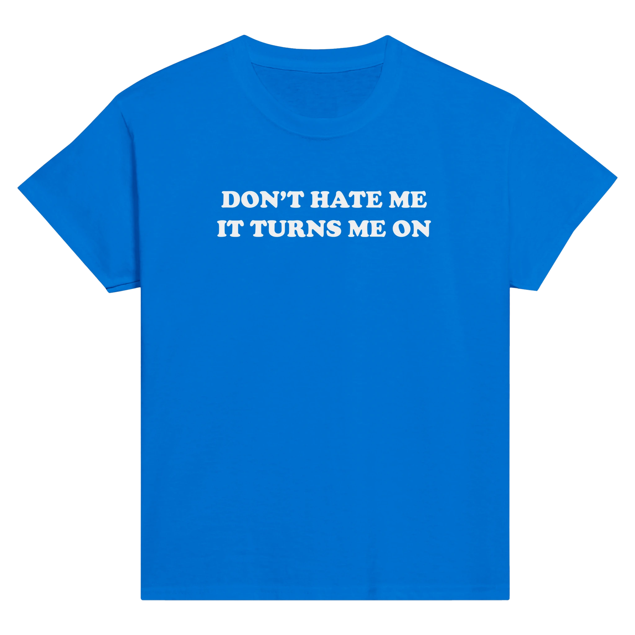 Don't hate me it turns me on – morsom baby tee fra Køddeklær