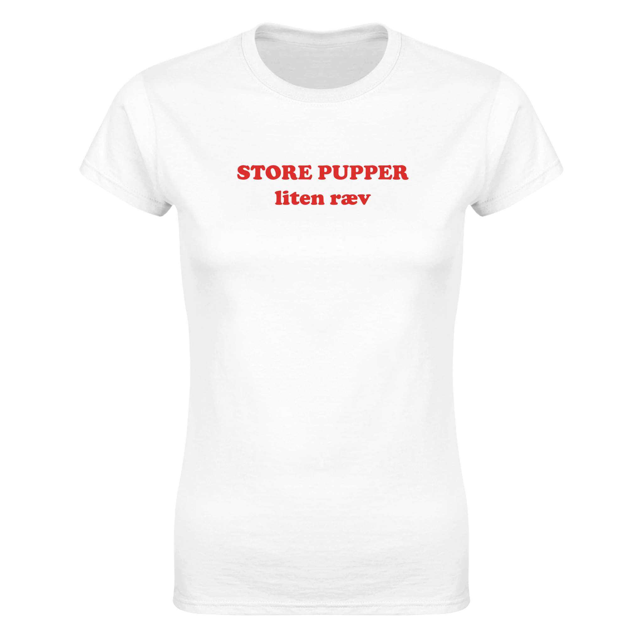 Store pupper liten ræv – morsom dame-t-skjorte fra Køddeklær