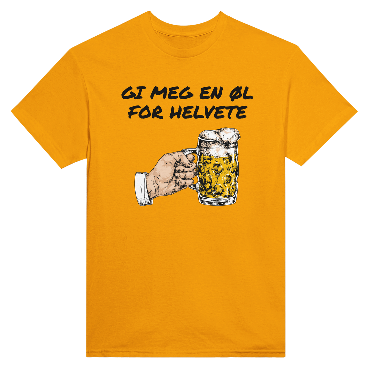 Gi meg en øl for helvete – morsom t-skjorte med norsk humor fra Køddeklær