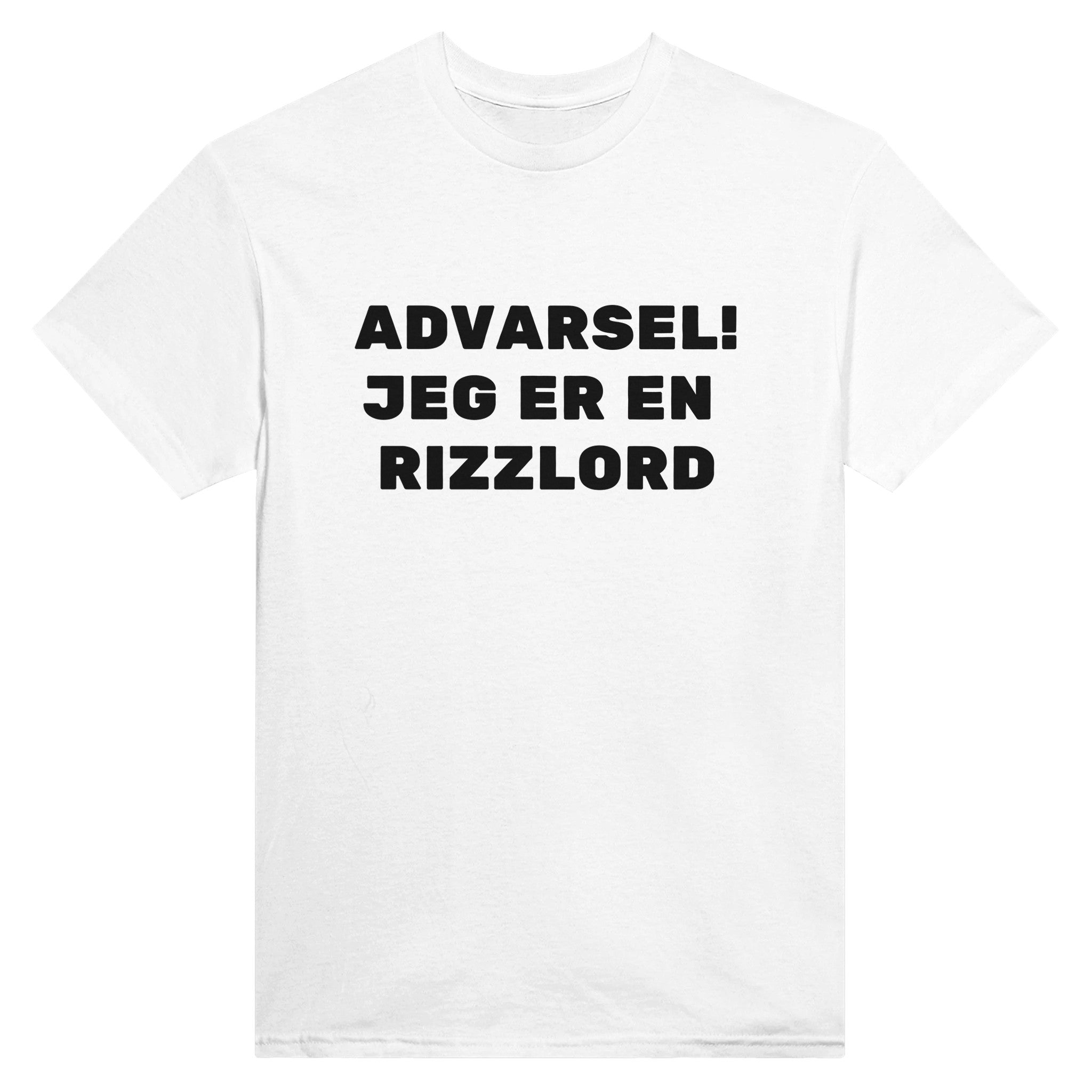 Advarsel! jeg er en rizzlord – morsom t-skjorte fra Køddeklær