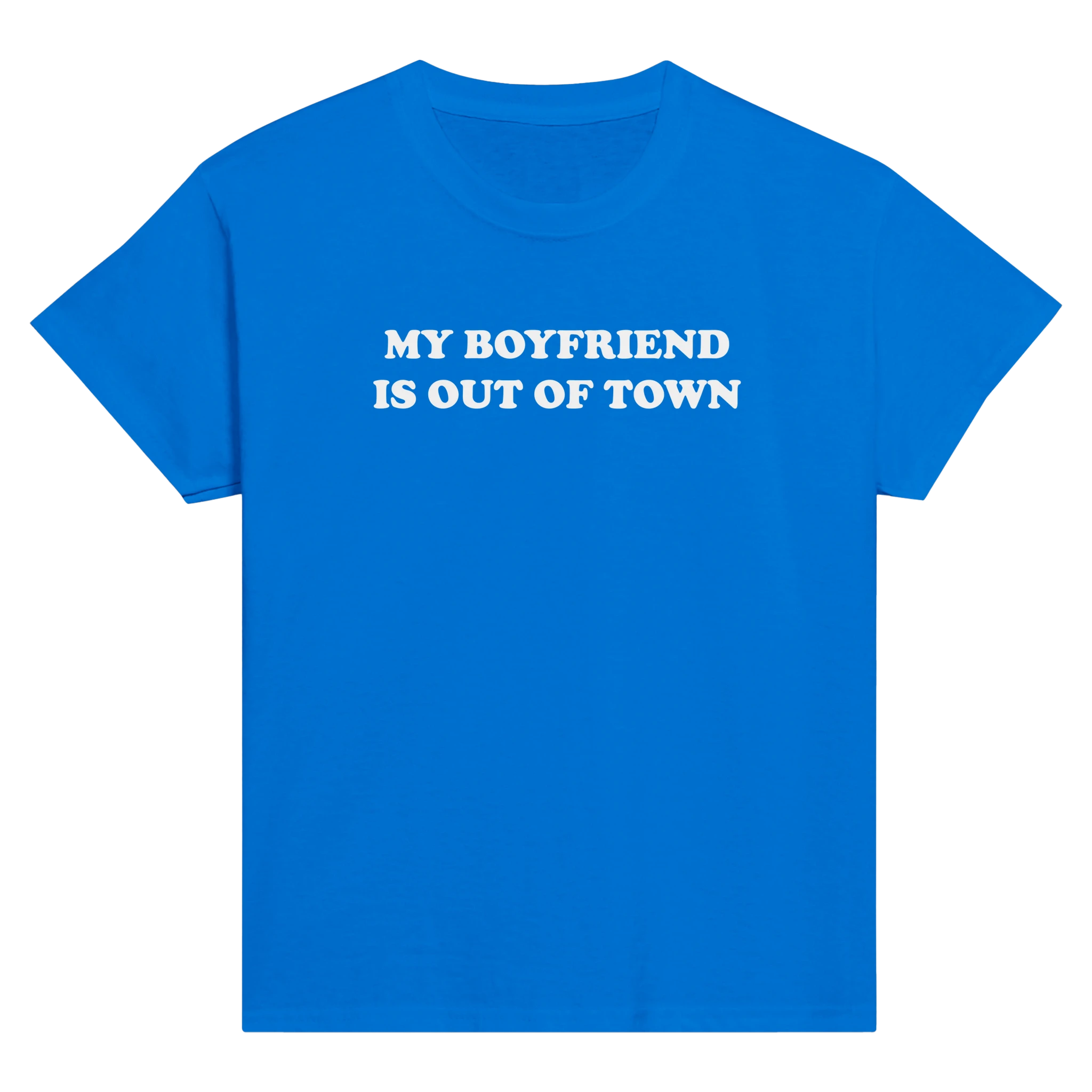My boyfriend is out of town – morsom baby tee fra Køddeklær