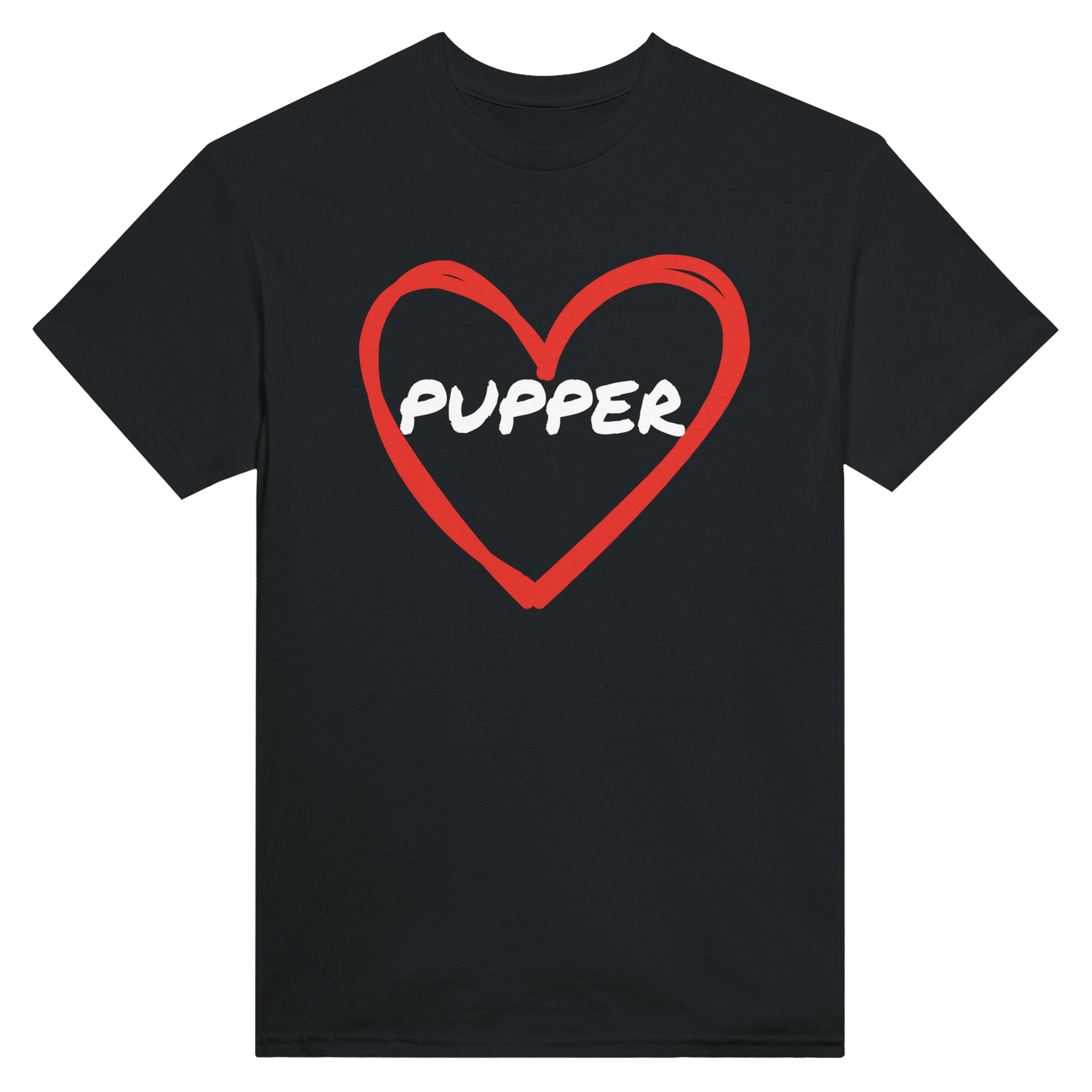 Pupper i et hjerte – morsom t-skjorte med norsk humor fra Køddeklær
